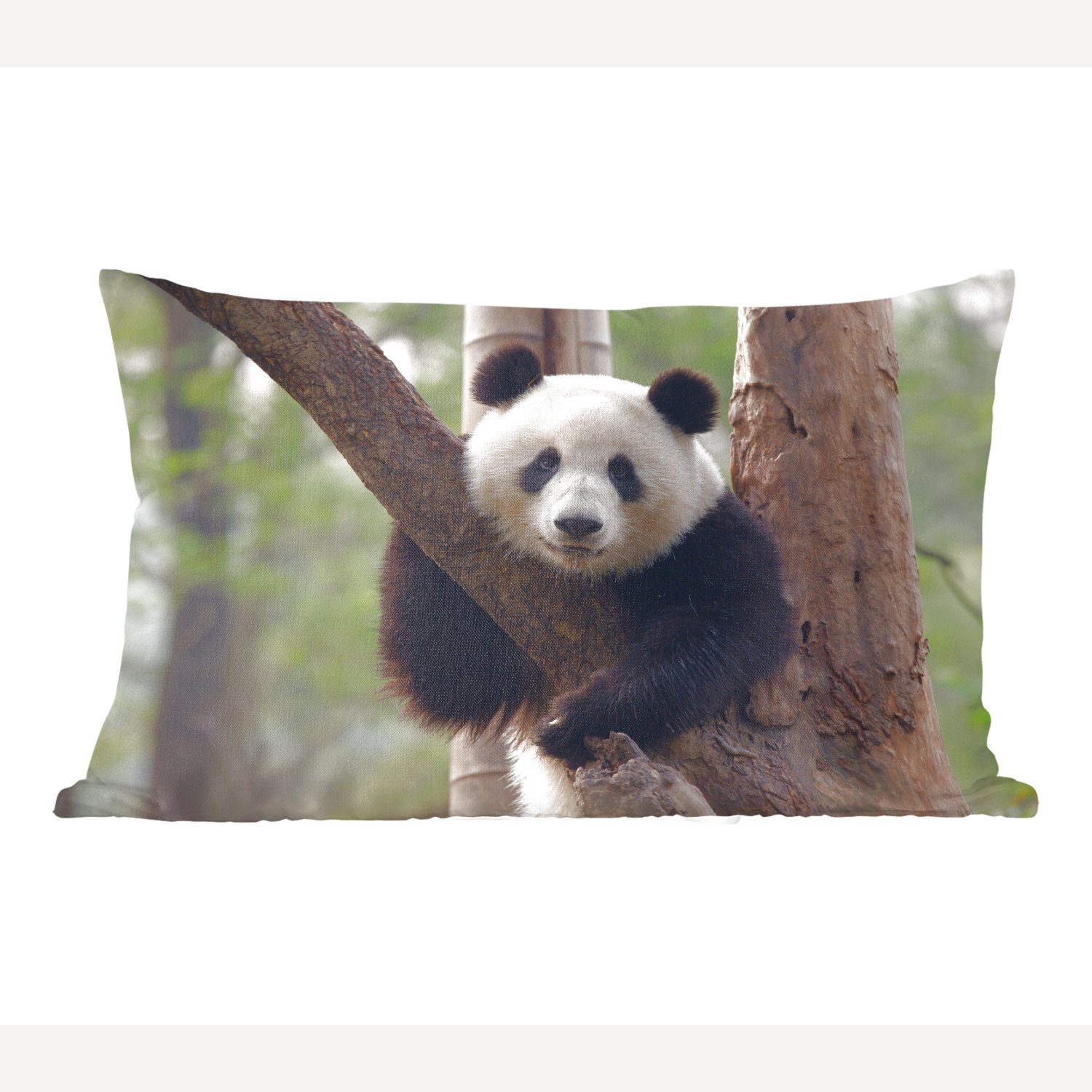 MuchoWow Dekokissen Panda - Baum - Wald, Wohzimmer Dekoration, Zierkissen, Dekokissen mit Füllung, Schlafzimmer