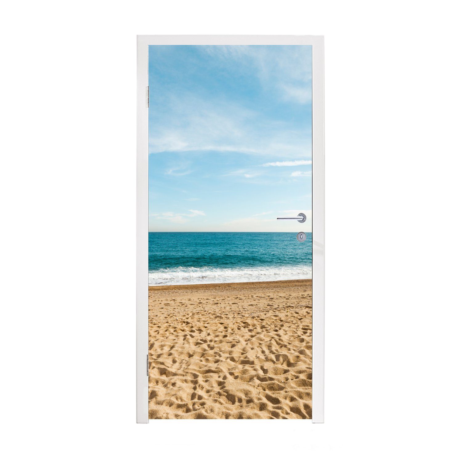 Sand MuchoWow Türtapete Tür, bedruckt, - Meer, - für Matt, Strand 75x205 (1 Türaufkleber, St), Fototapete cm