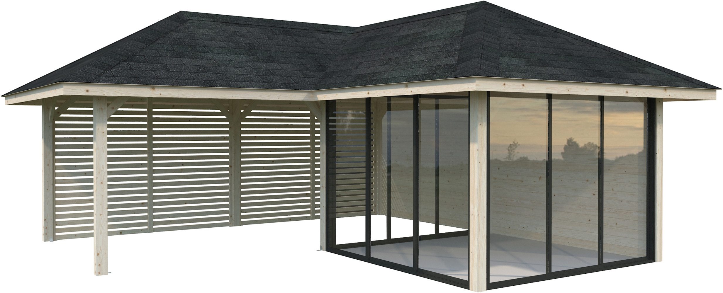 Palmako Gartenhaus Bianca 24,9 m², Set 211 Slide, BxT: 672x672 cm