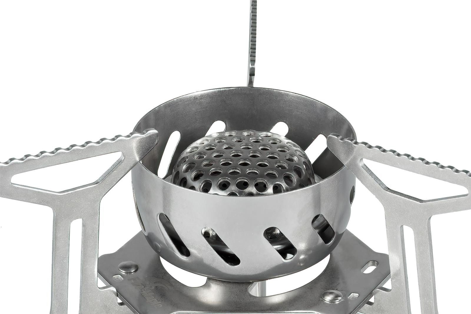 FireMaple Gaskocher FMS-121 Campingkocher – Windsicher, effizient & kompakt, (Packung), Flammenlose Heiztechnologie; windsicher