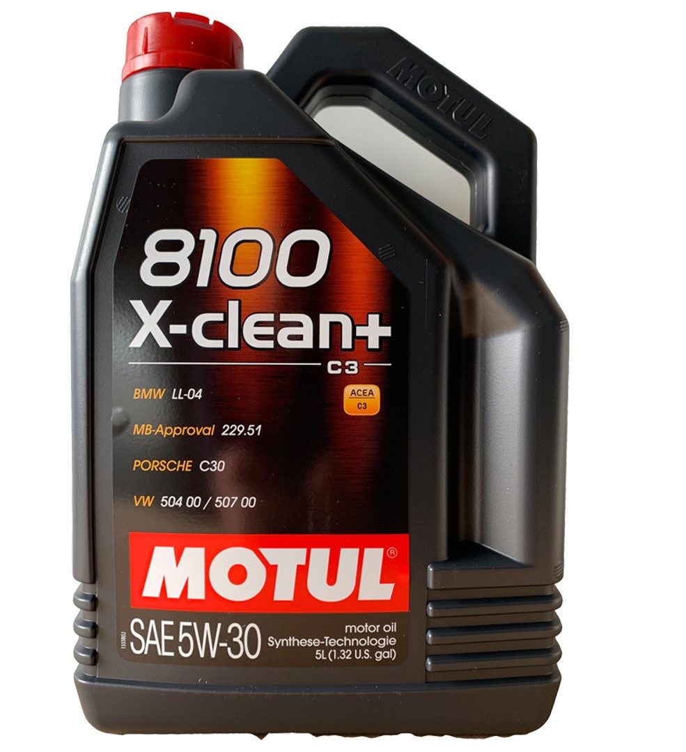 MOTUL Motoröl MOTUL 8100 X-CLEAN+ 5W-30 VW 50400/50700 5 Liter, (1-tlg), BMW LONGLIFE-04 MB-FREIGABE 229.51 PORSCHE C30 VW 504 00 VW 507 00