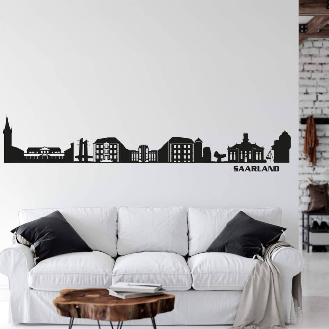 Wandtattoo Stadt Wandtattoo Saarland Skyline schwarz Silhouette modern 120cm