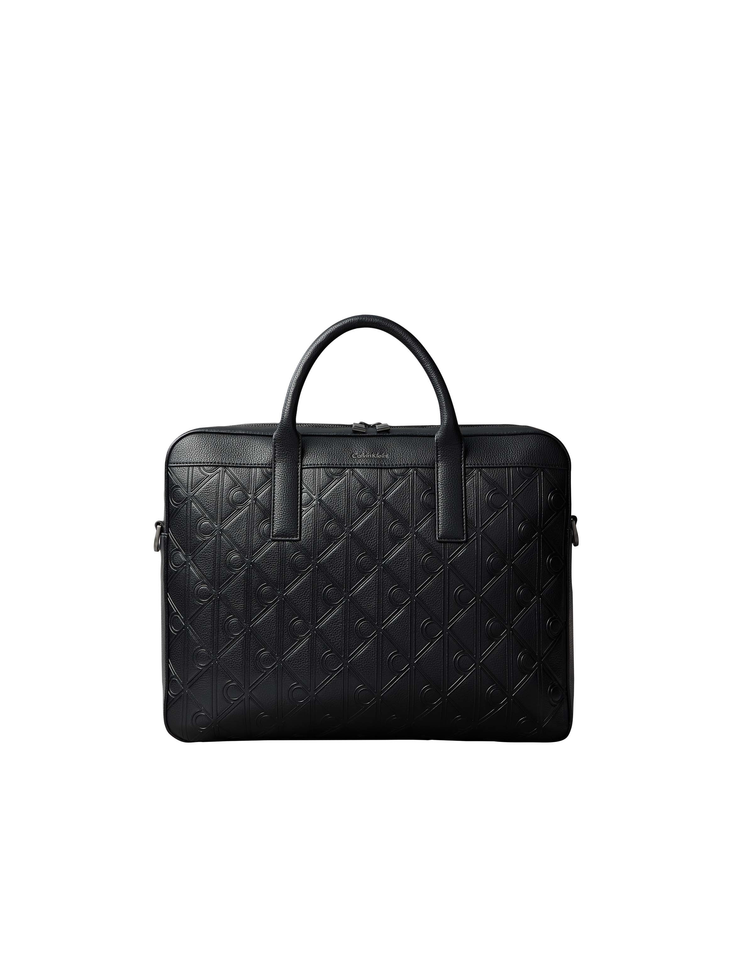 Calvin Klein Aktentasche EMBLEM AOP DEBOSS COMMUTER, Unisex Businesstasche, Laptoptasche mit abnehmbarem Schulterriemen