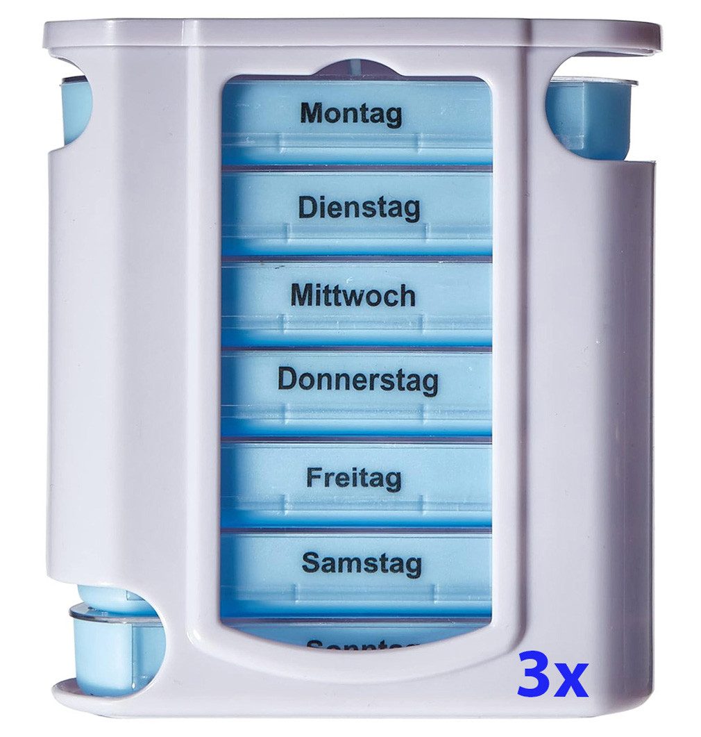 VABIONO Pillendose Wochendosierer Tablettenbox Medikamentenbox Pillenbox 4Fächer/Tag (Deutsche Marke, 3 St., Auf Ihren Bedarf abgestimmte Menge), kostenloser Versand