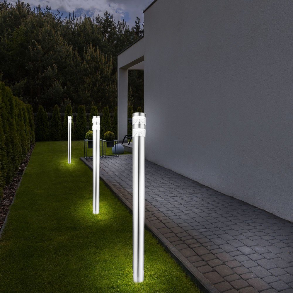 Außen-Stehlampe, verbaut, LED LED-Leuchtmittel Wegeleuchte Pollerleuchte Edelstahl fest Gartenleuchte etc-shop Außenstehleuchte LED Warmweiß,