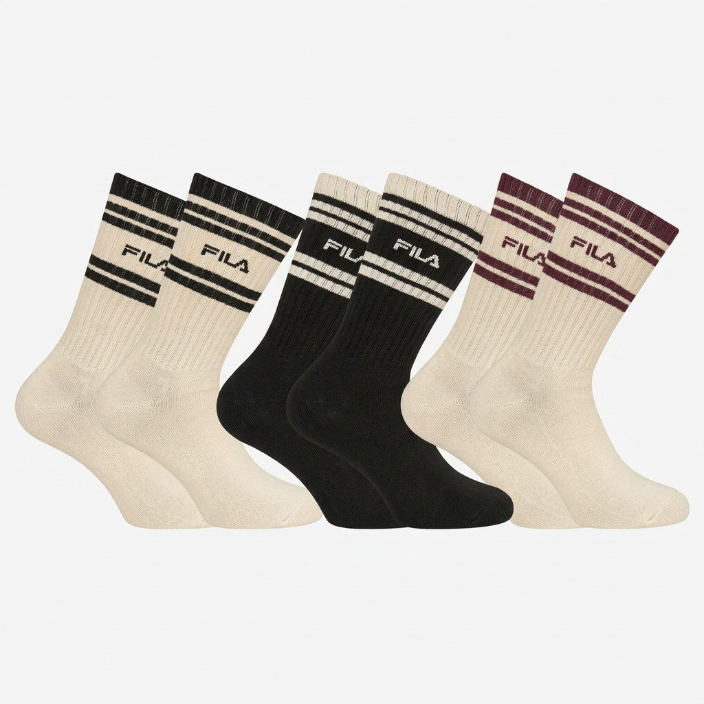 Fila Tennissocken JUNIOR BOY LIFESTYLE NORMAL PLAIN SOCKS (6 Paar) mit sportlichem Streifenbund
