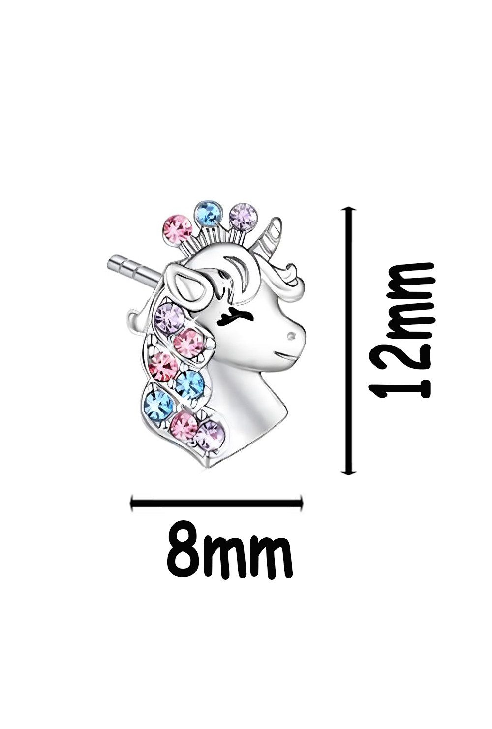 Limana Paar Ohrstecker echte 925 Silber Ohrringe Einhorn Pferd für Mädchen Damen Kinder (inkl. Dose Einschulung Ostern Weihnachten Geburtstag), Geschenk Weihnac – Bild 4 von 5