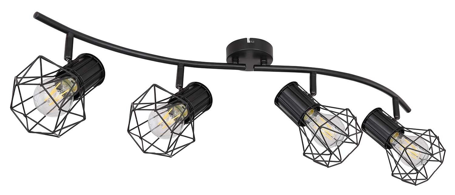 GLOBO LIGHTING Deckenstrahler PRISKA, 4-flammig, Breite 80 cm, Schwarz, Metall, ohne Leuchtmittel