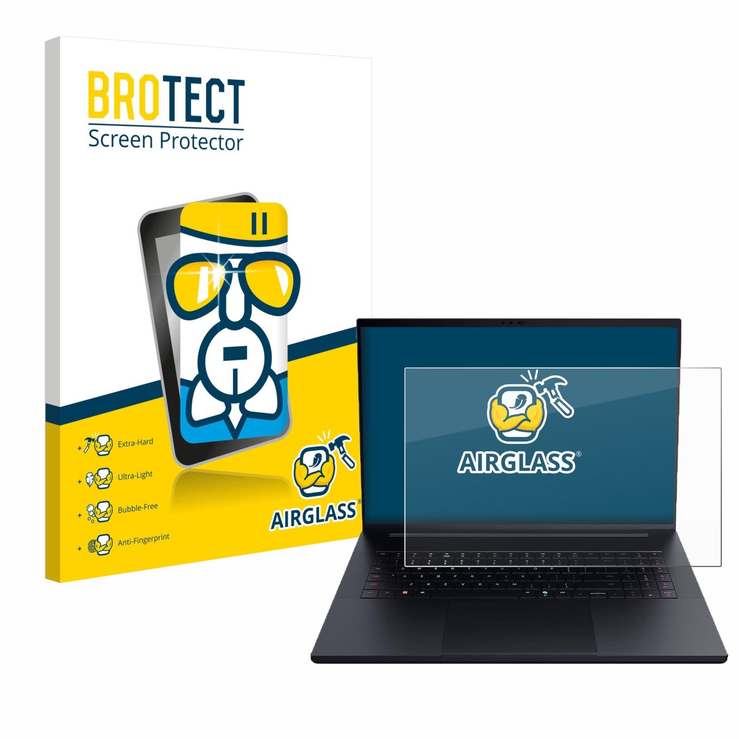 BROTECT Displayschutzglas Folie für Razer Blade 18 2025, Schutzfolie Glas Panzer Display Schutz klar