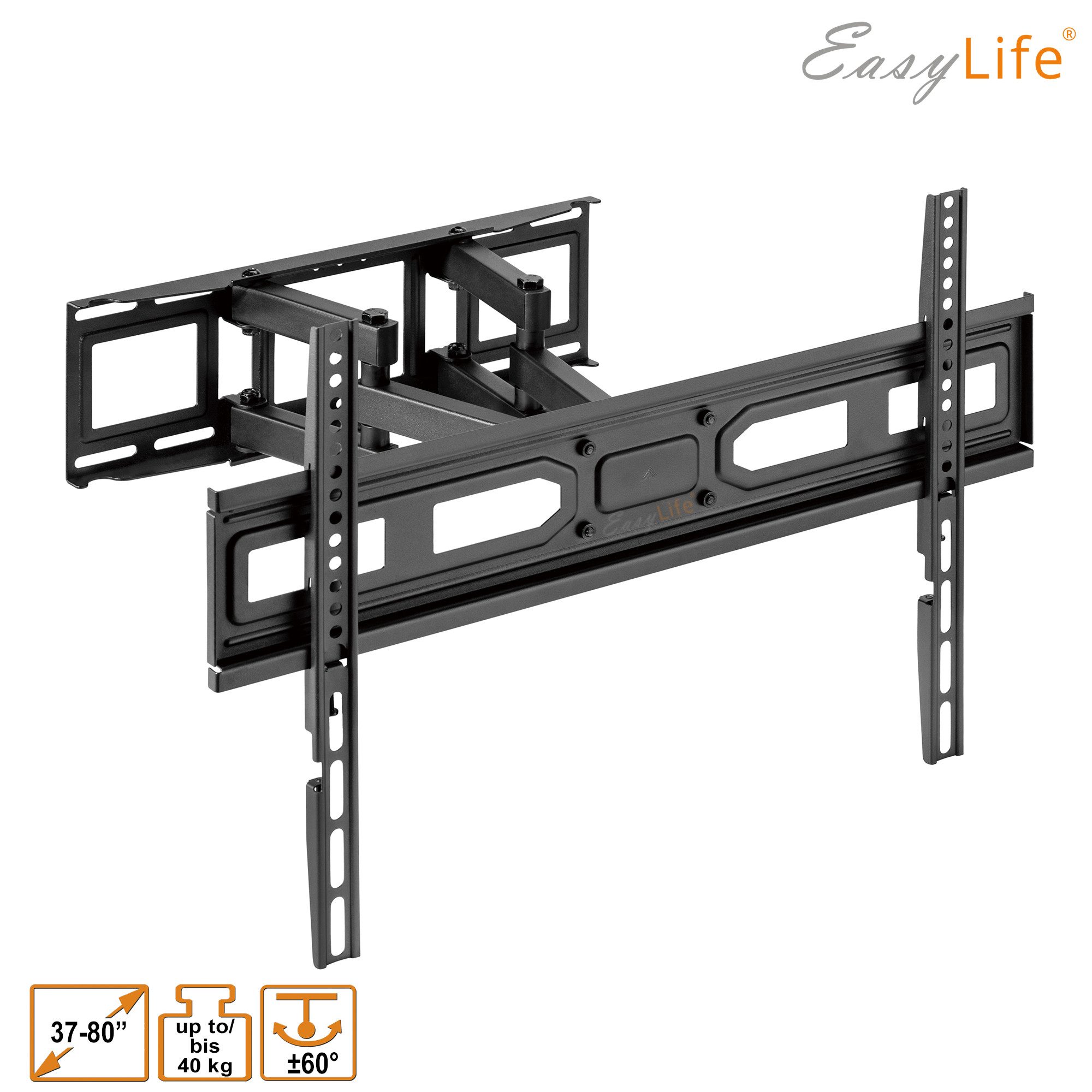 EasyLife TV-Wandhalterung FlexMount Dual E80, 37–80 Zoll – Schwenkbar, Neigbar, Doppelarm Design, (bis 80 Zoll)