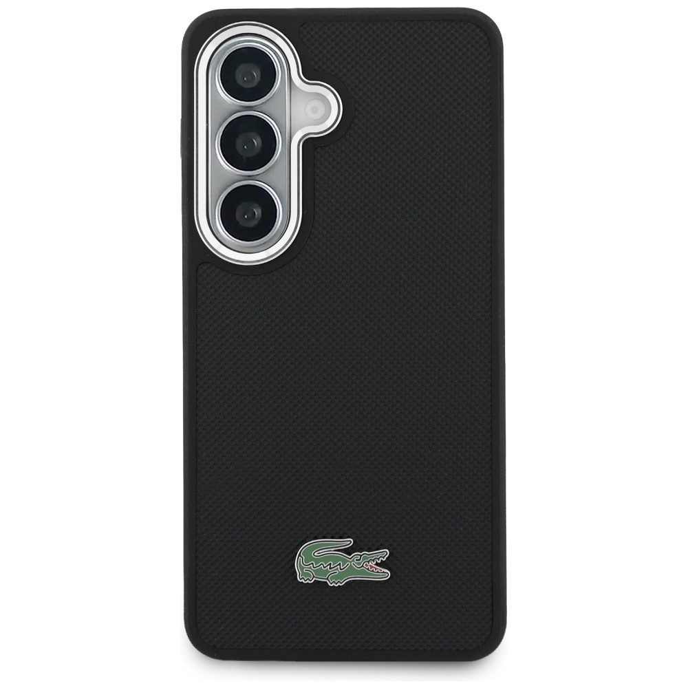 Lacoste Handyhülle Galaxy S26 Petit Pique schwarz MagSafe Logo Metall 6,3 Zoll, Kantenschutz