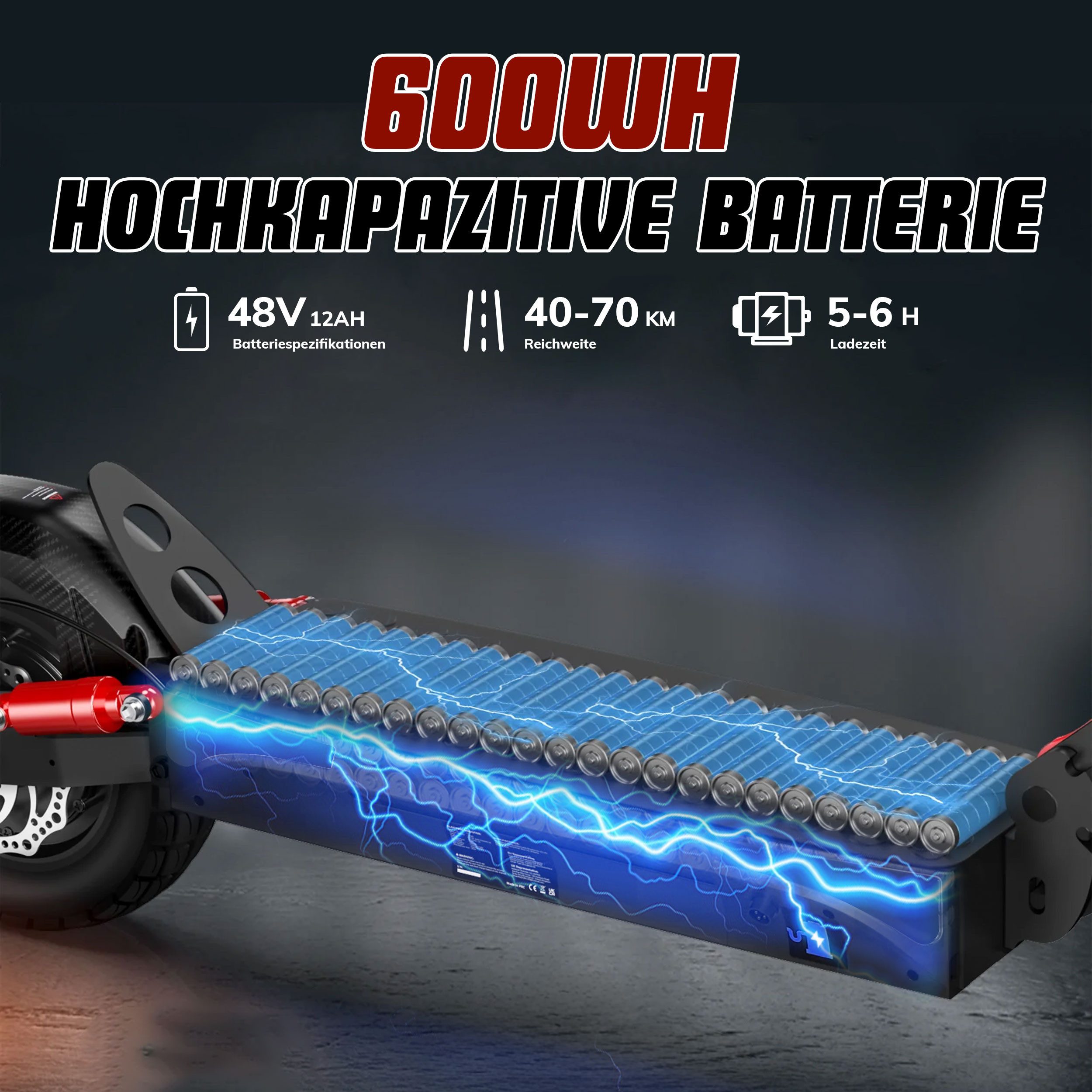 ZWHEEL E-Scooter mit Straßenzulassung 10 Zoll, 600Wh E-roller, max. 70km, klappbar, 500 W, 20 km/h, (höhenverstellbar, Doppelscheibenbremsen, bis zu 120kg), 4 Stoßdämpfer, Elektroroller mit Blinker, Offroad-Luftreifen