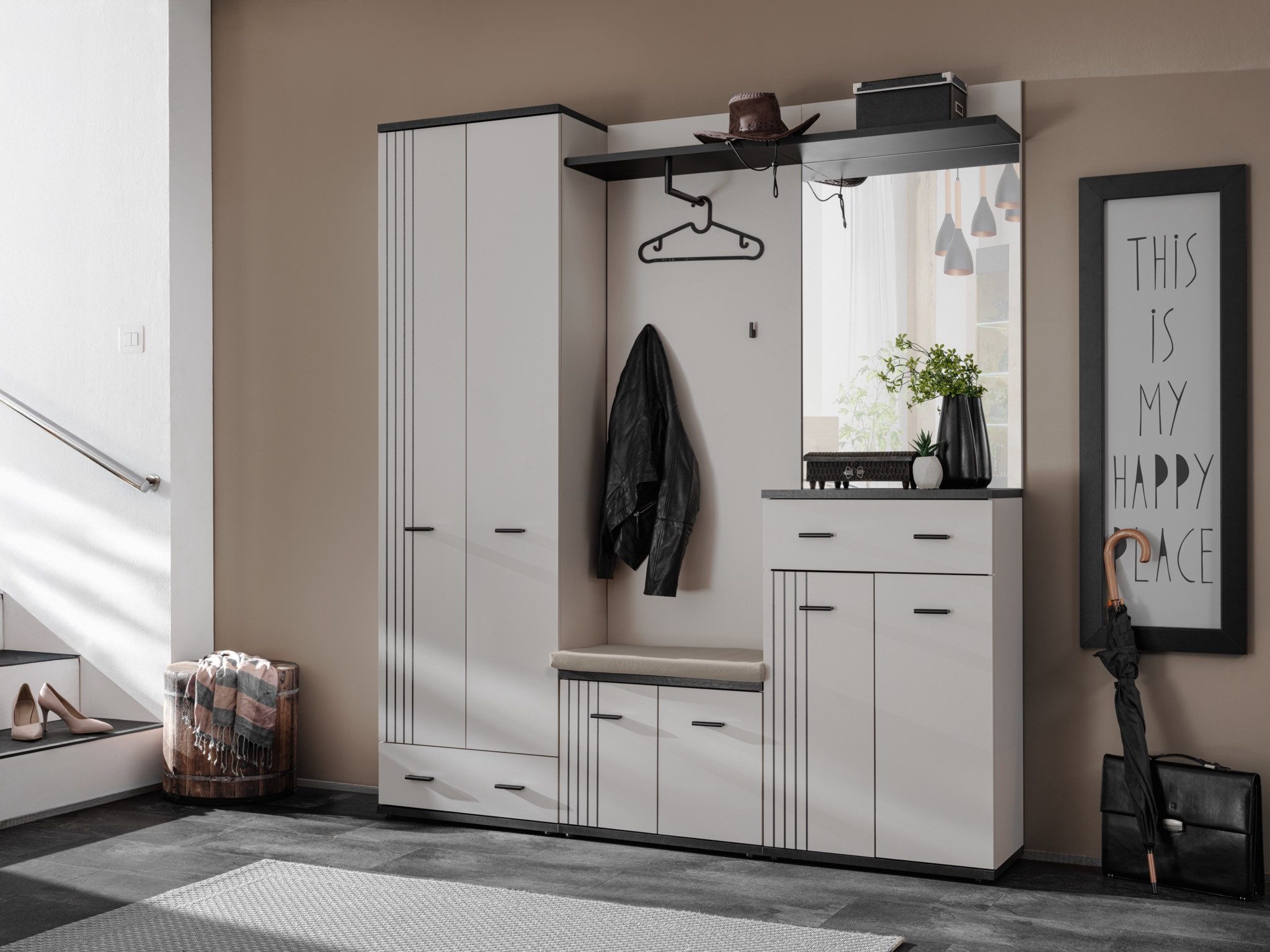 ASM-Moebel Garderoben-Set Flurgarderobe Schuhschrank HUGO III günstig online kaufen