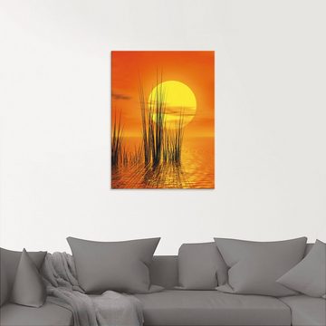 Artland Glasbild Sonnenuntergang mit Schilf, Sonnenaufgang & -untergang (1 St), in verschiedenen Größen
