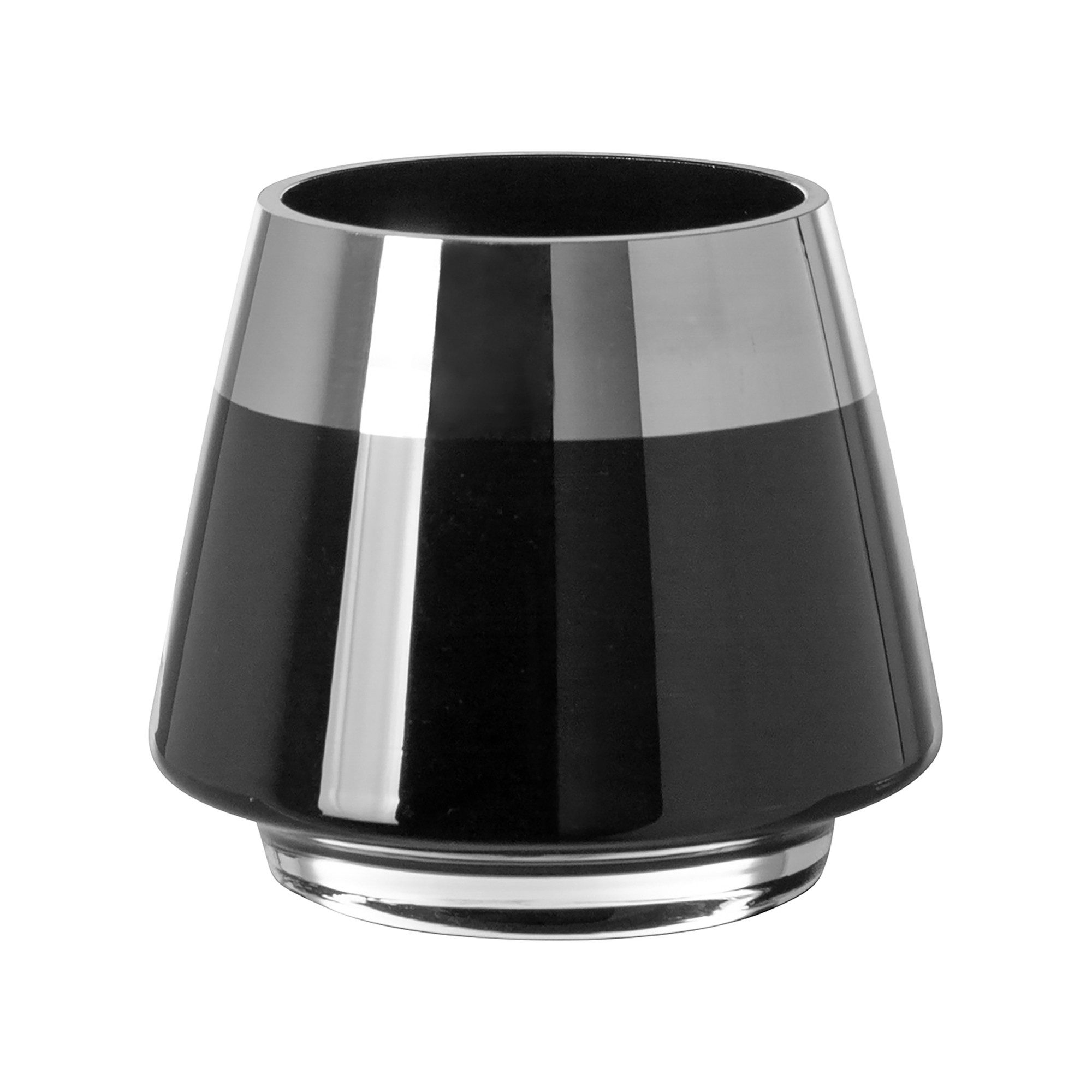 Fink Teelichthalter JONA - 2er Set Teelichthalter aus Glas in Schwarz/Silber - Windlichter (2er Set Teelichthalter, 2er Set), Teelicht - Kerzenlicht - Geschenkeset - Dekoration - Kerzenhalter