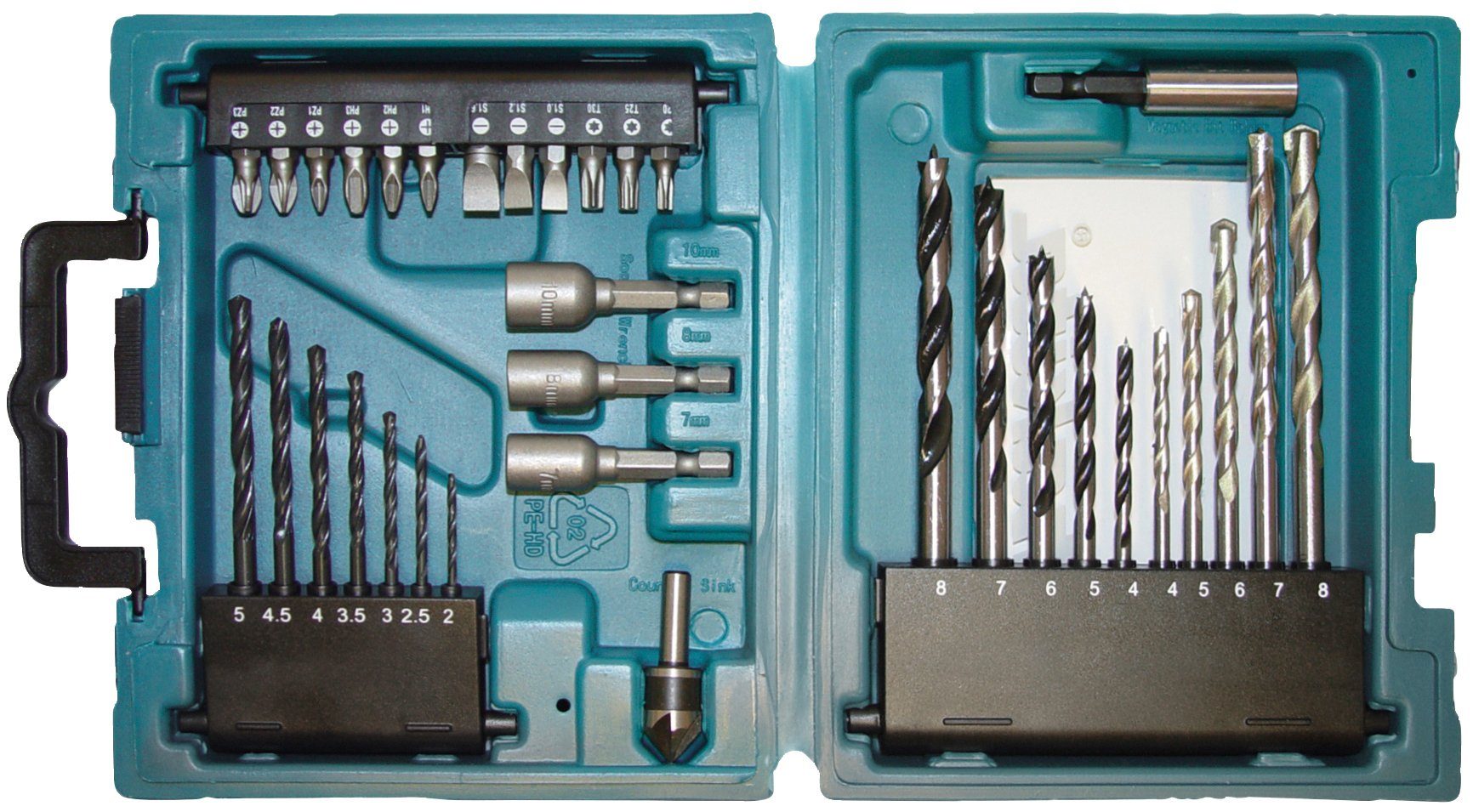 Makita Bohrer- und Bit-Set D-36980, (34-tlg), Im praktischen  Aufbewahrungs-Kästchen