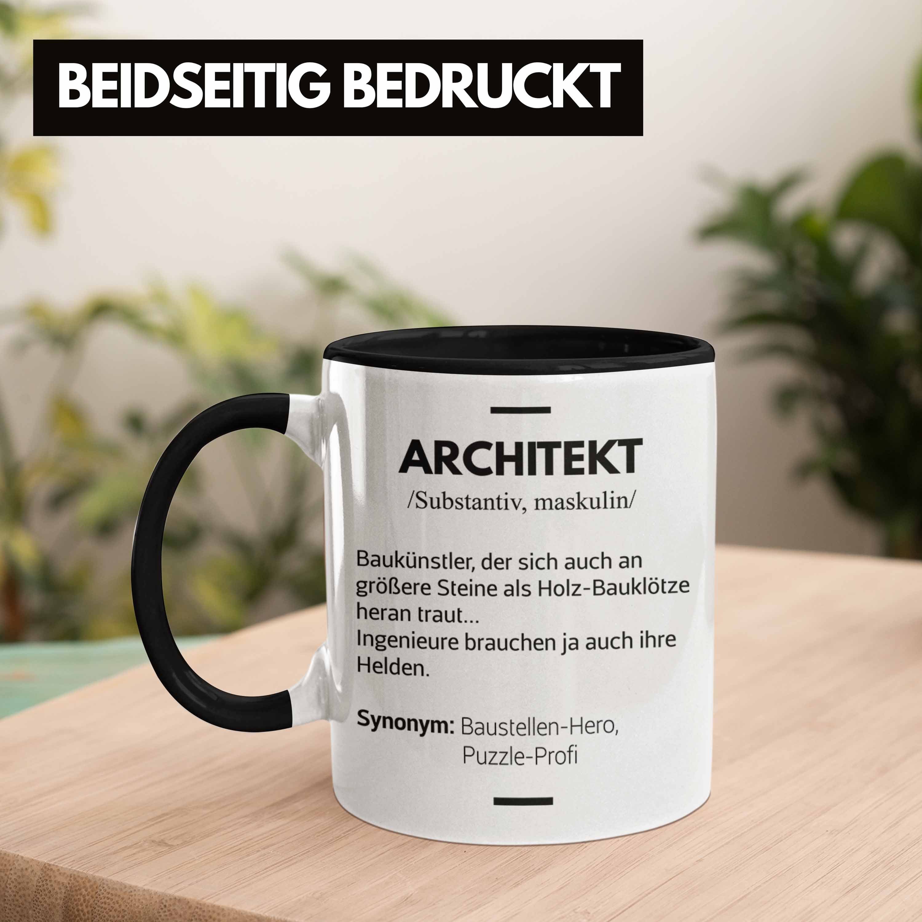 Geschenke Kaffeetasse Trendation Tasse Trendation Lustig Schwarz Tasse - mit Architekt Spruch Architektur Architekten Geschenkidee Spruch