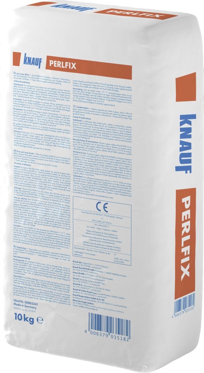 KNAUF Gipsputz Knauf Perlfix Ansetzgips hellgrau, 10 kg