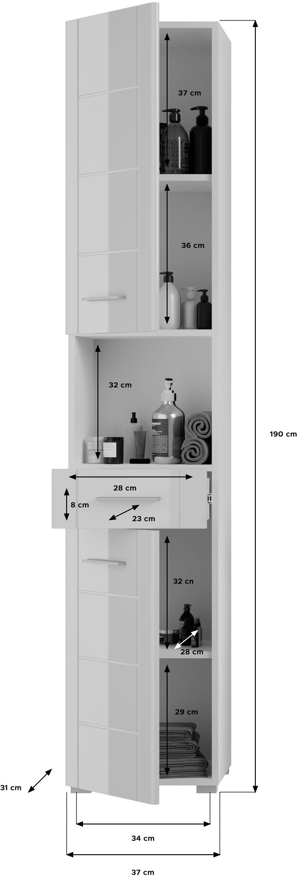 Hochschrank Neapel mit Hochglanzfront welltime