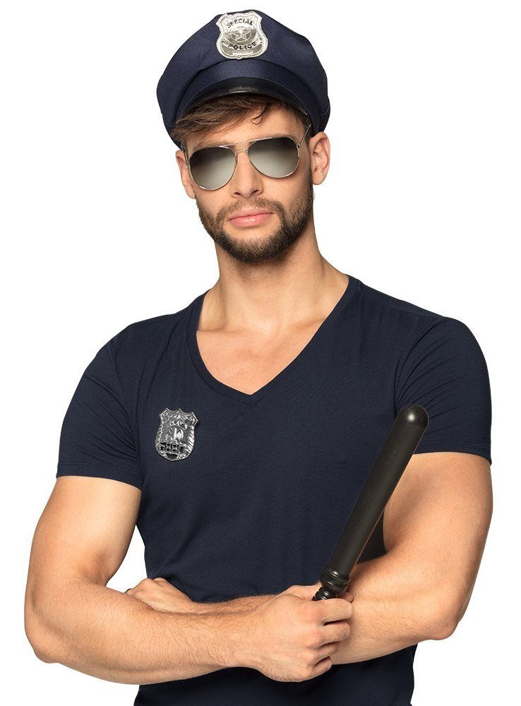 Boland Polizei-Kostüm US Cop Accessoire-Set, Mütze, Marke, Sonnenbrille und Gummiknüppel - fertig ist der US Poli