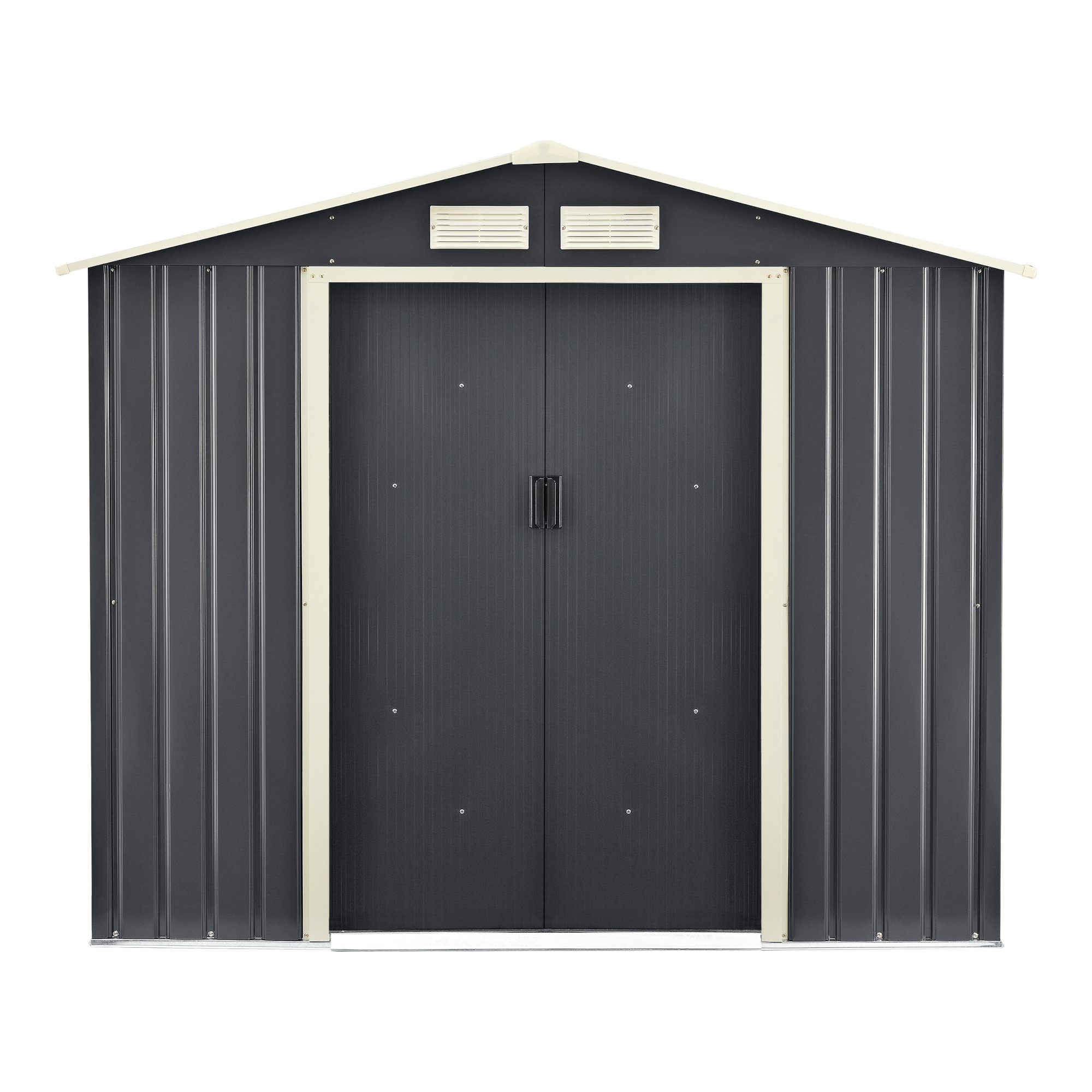 en.casa Gartenhaus, BxT: 213x127 cm, Gartenschuppen 213x127x185cm Stahlblech mit Satteldach Dunkelgrau