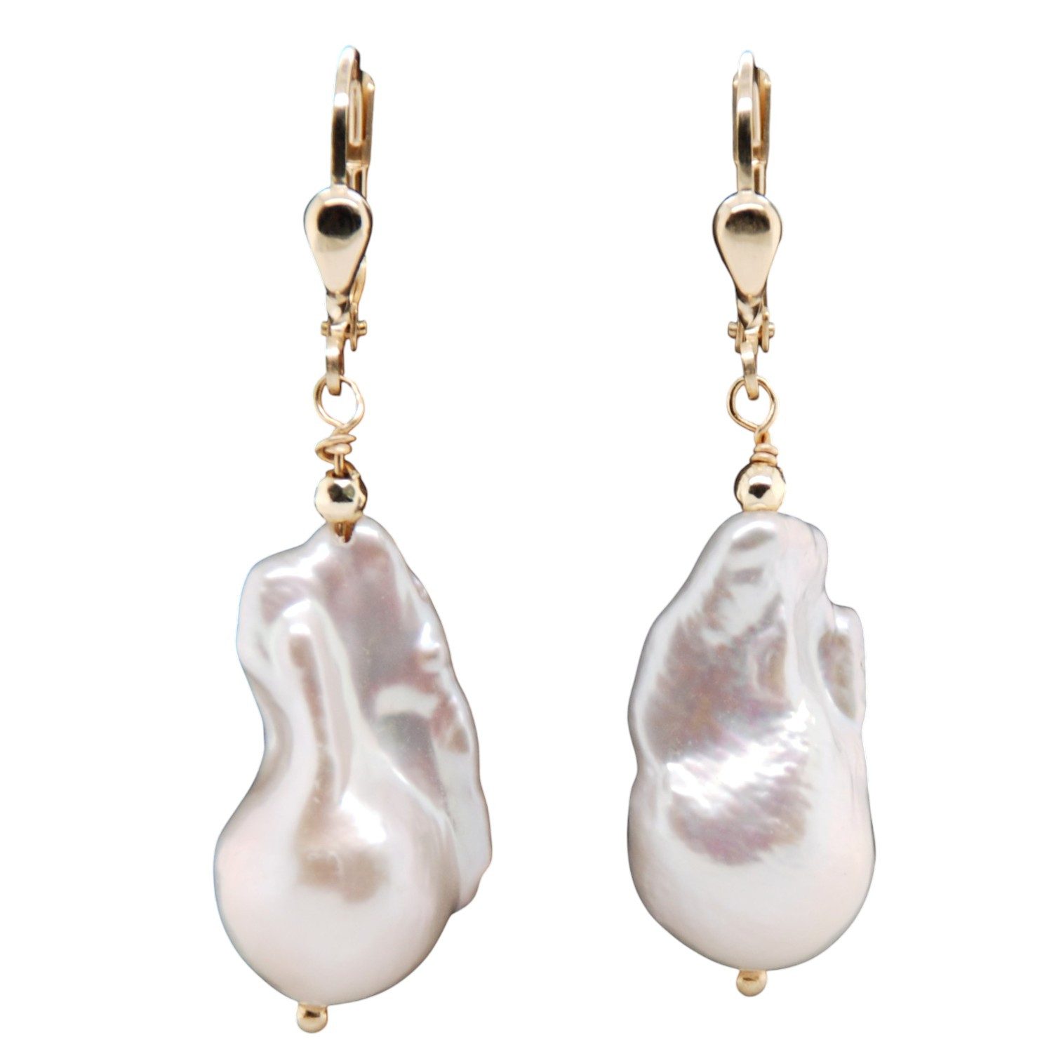 Sogni d'oro Paar Ohrhänger mit weißer Süßwasserzuchtperle, Gelbgold 375