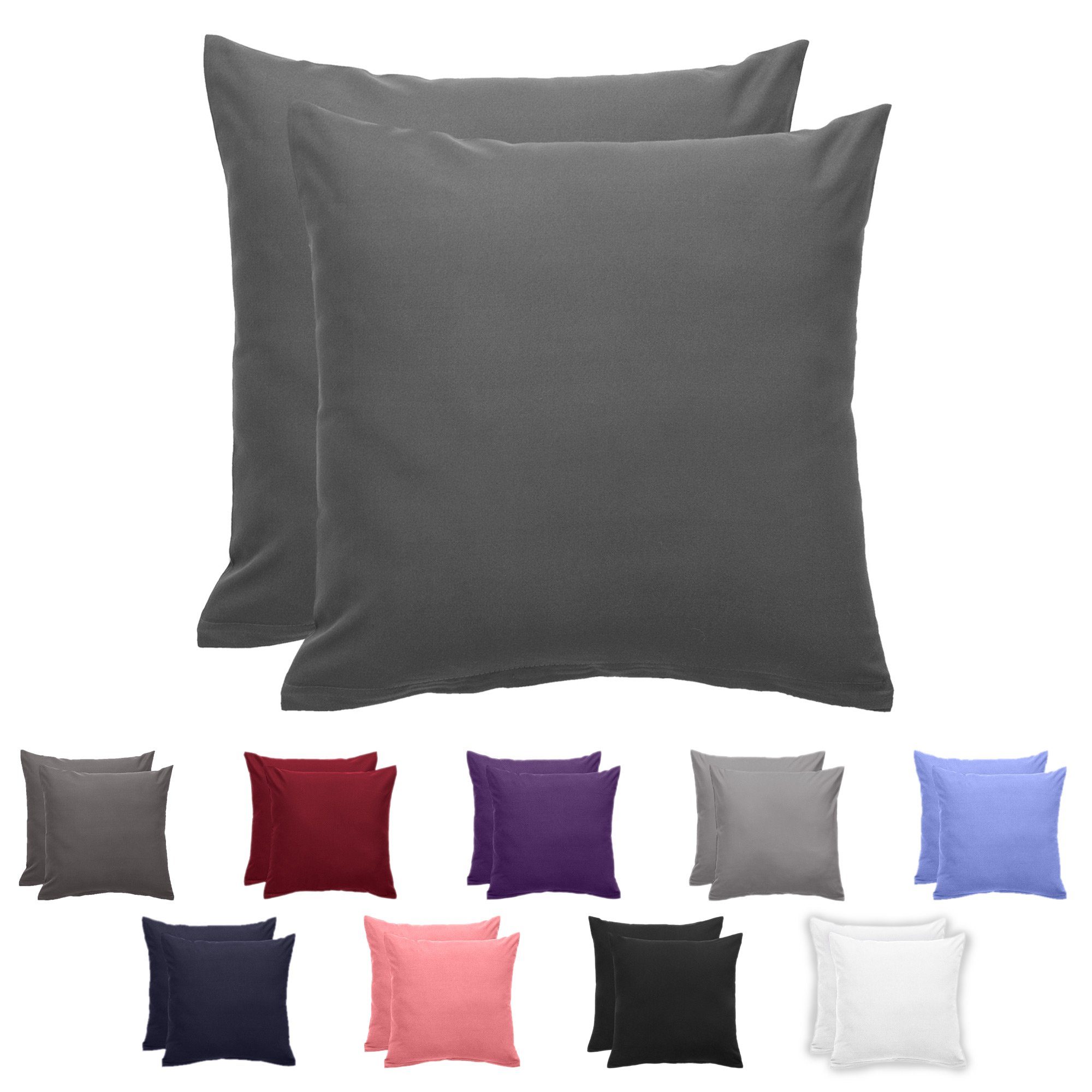 Komfortec Kissenbezug Premium Kopfkissenbezug, gebürstet 100% Mikrofaser 90g/m², (2 Stück), 40x40 cm mit Reißverschluss, Superweiches Kissenhülle Set