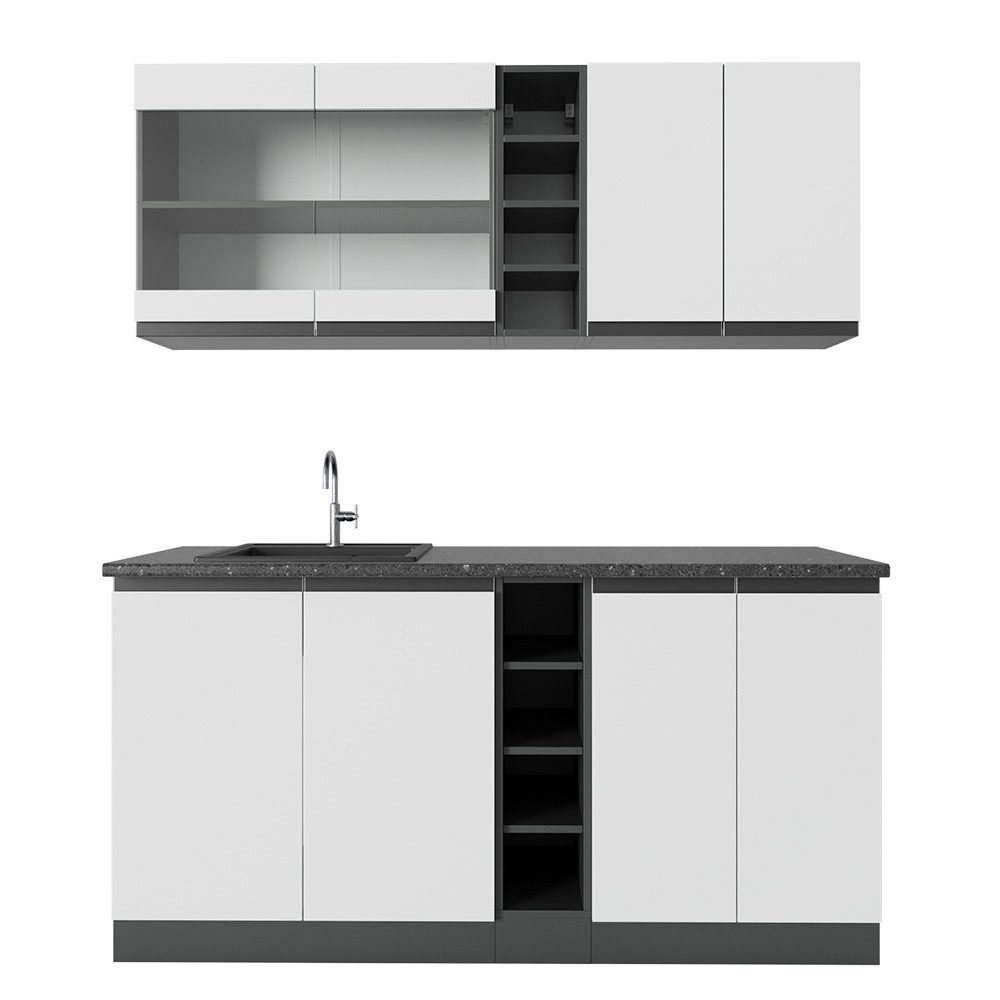 Vicco Küchenzeile R-Line, Weiß/Anthrazit, 160 cm, günstig online kaufen