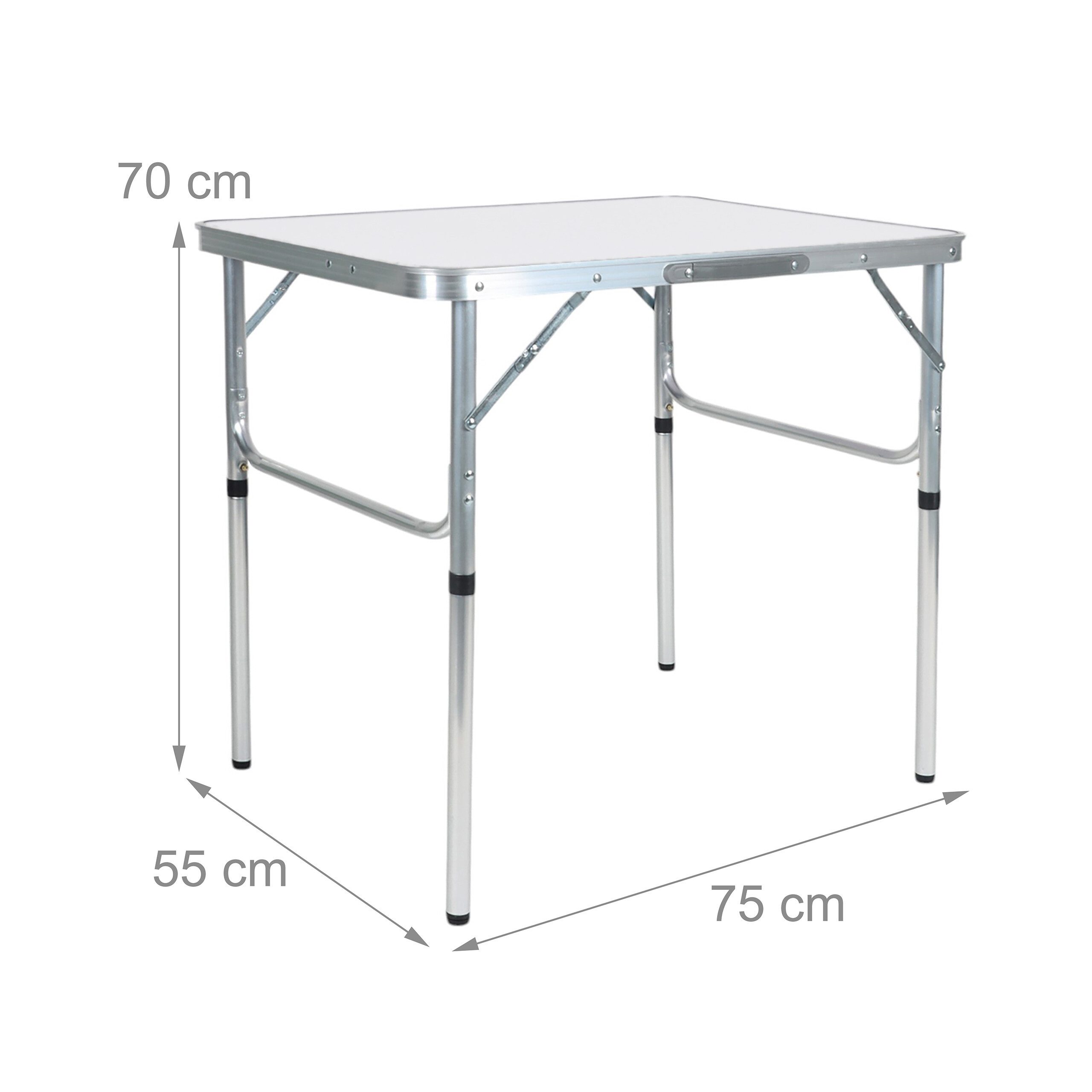 relaxdays Campingtisch klappbar & höhenverstellbar, weiß