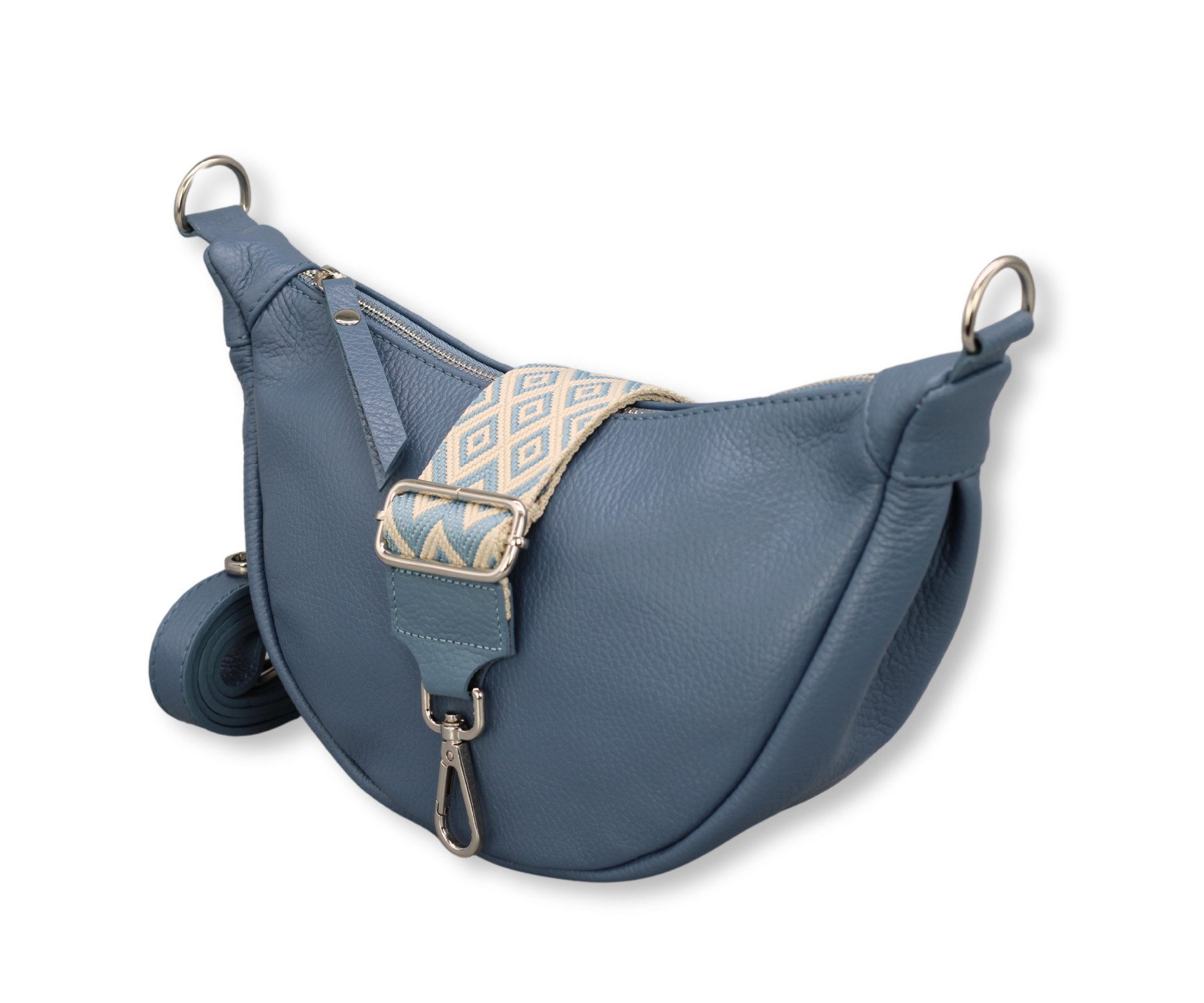 Adel Bags Schultertasche DIANA Halbmond Tasche Leder, Umhängetasche für Damen, Gürteltaschen, echt Leder, Made in Italy