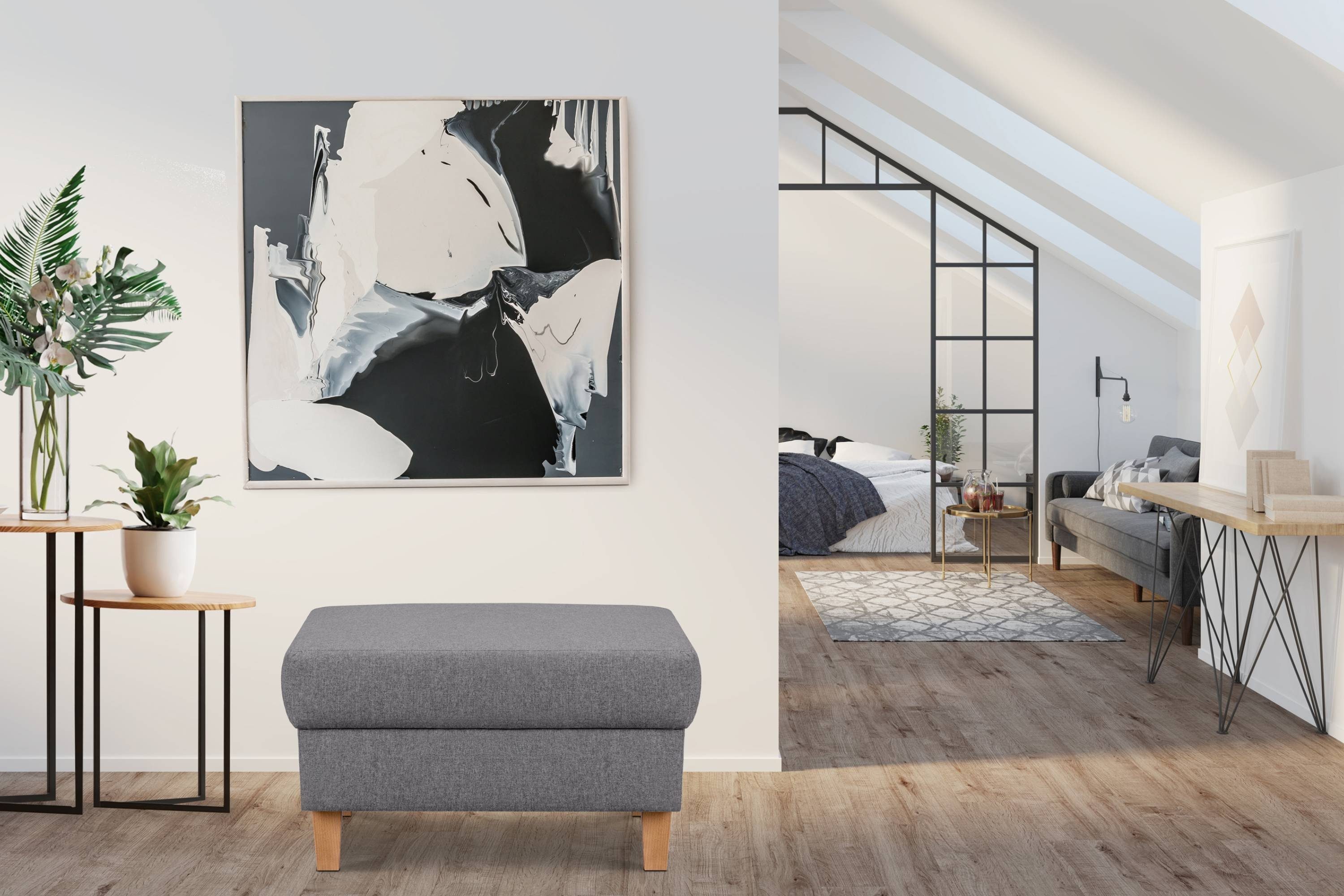 KONSIMO® Sitzhocker ERISO Pouf Polsterhocker, aufklappbarer