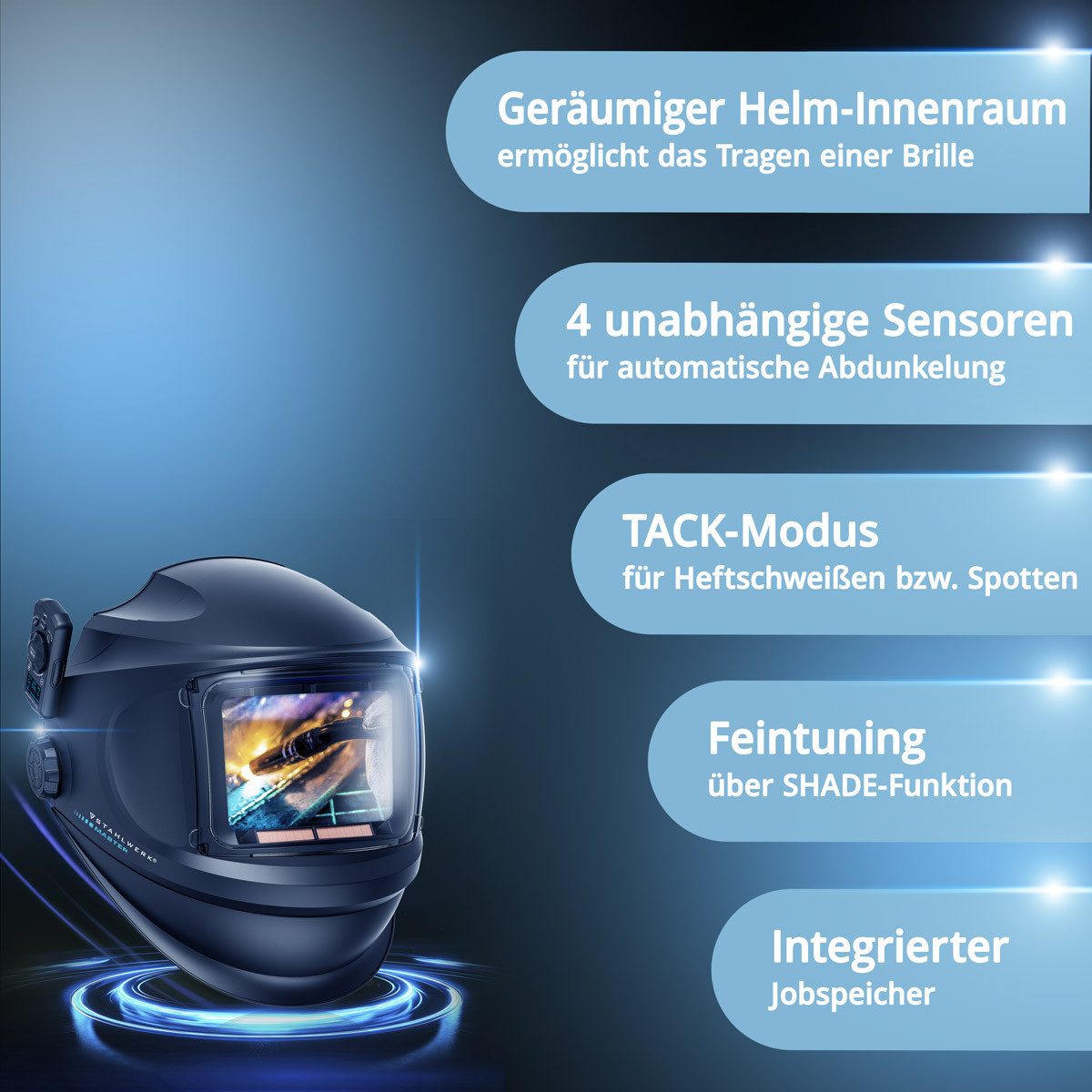 STAHLWERK Schweißhelm Automatik-Schweißhelm mit Frischluftzufuhr, True-Colour-Farbwiedergabe