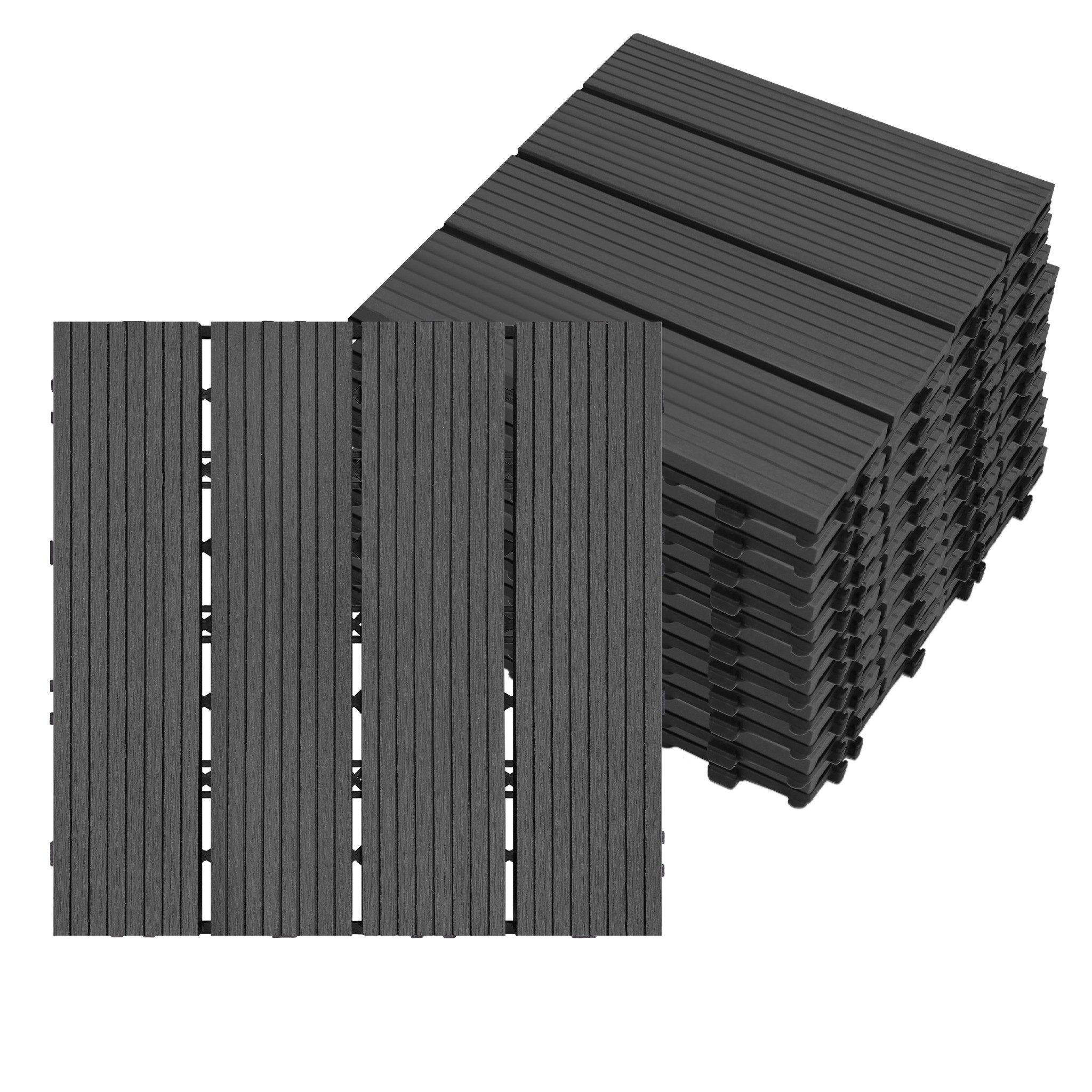 FIVMEN Terrassendielen Terrassenfliesen WPC 30x30cm Kunststoff Klickfliesen mit klicksystem, (Packung, 44-St., Filterbares Wasser Premium Fliese Terrassendielen), für Garten Balkon Terrasse