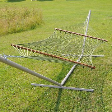 HOPLO Stabhängematte Deluxe Hängematte grün 3-fach geflochtenem Polyester Seil wetterfest, Wetterfestes Material