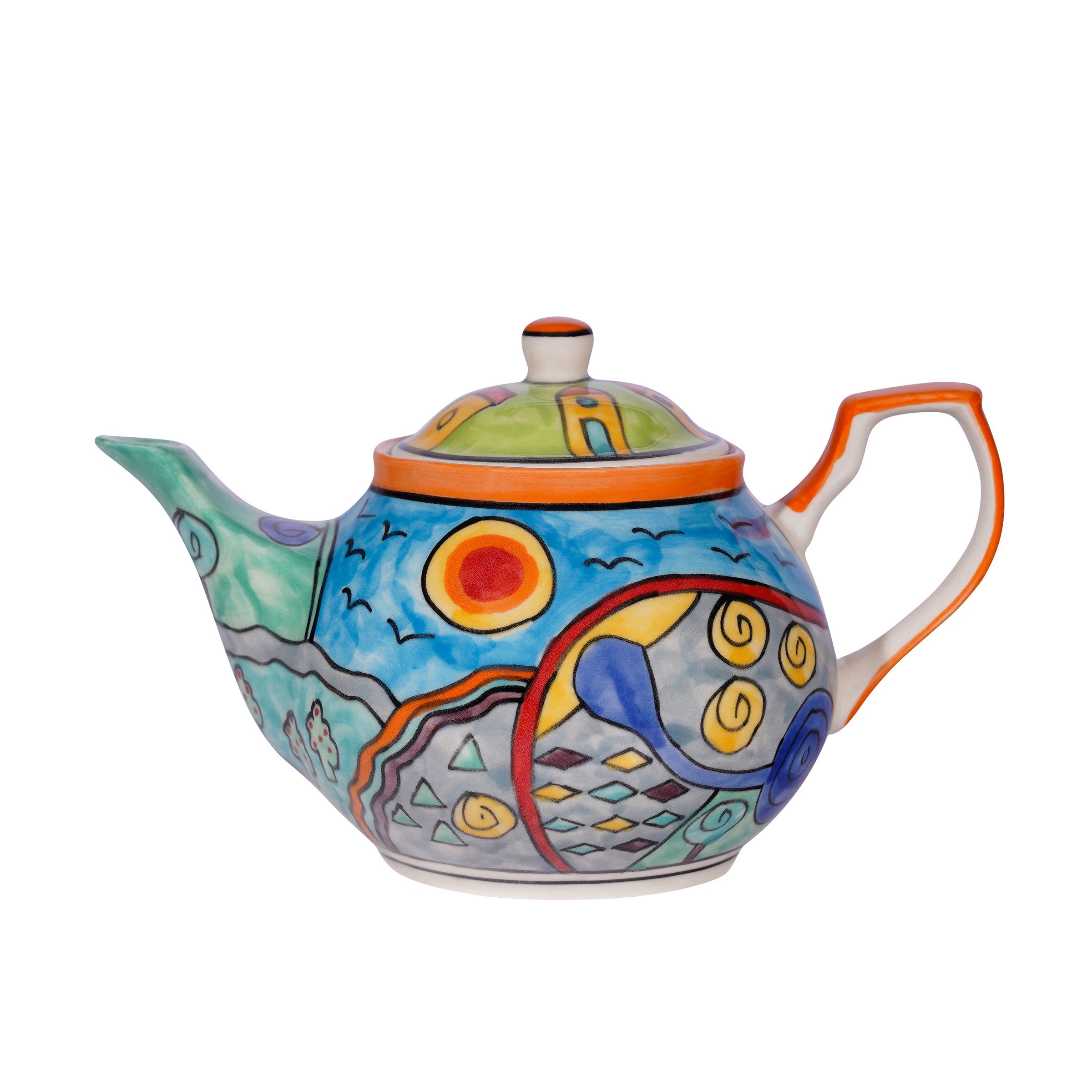 Gall&Zick Teekanne Teekanne Keramik handbemalt bunt spülmaschinenfest