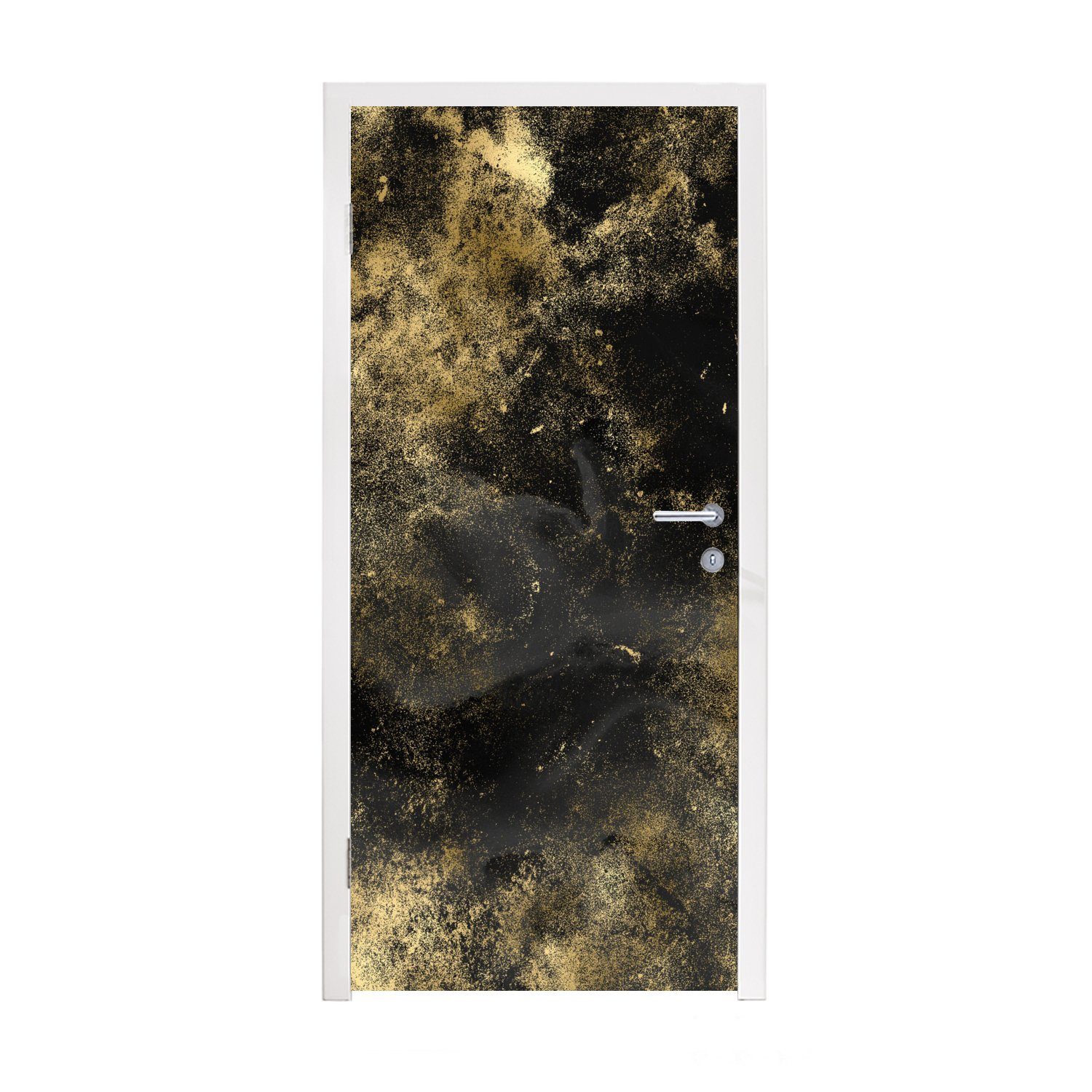 75x205 - Fototapete St), Matt, - (1 Vintage Gold bedruckt, - MuchoWow für Türaufkleber, Türtapete Schwarz, Luxus Tür, cm