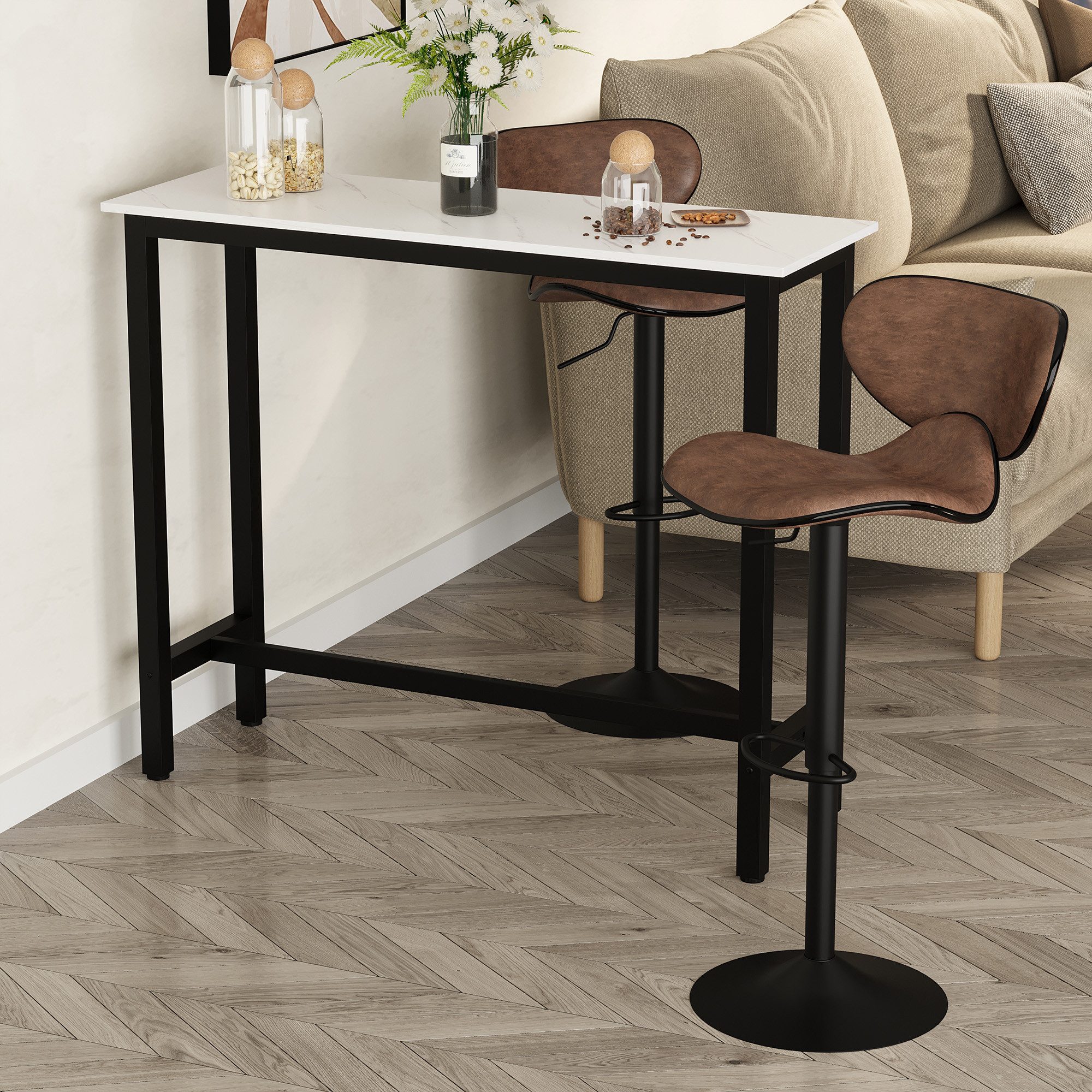 HOMCOM Bartisch mit Marmoroptik, verstellbare Füße günstig online kaufen