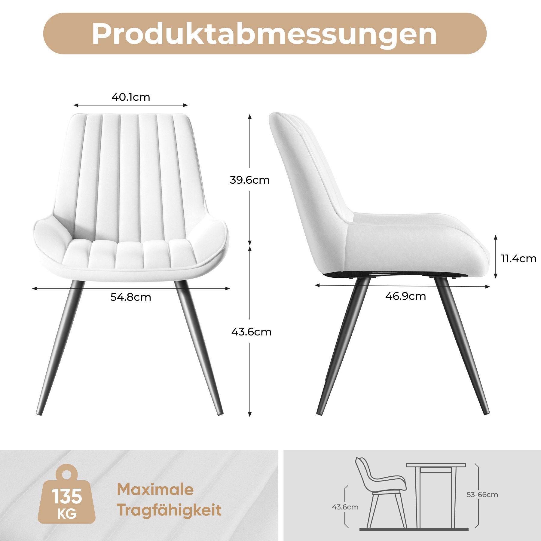 HawthyHome Esszimmerstuhl bequeme Polsterstühle Küchenstuhl (2 St), mit Rückenlehne und Metallbeine
