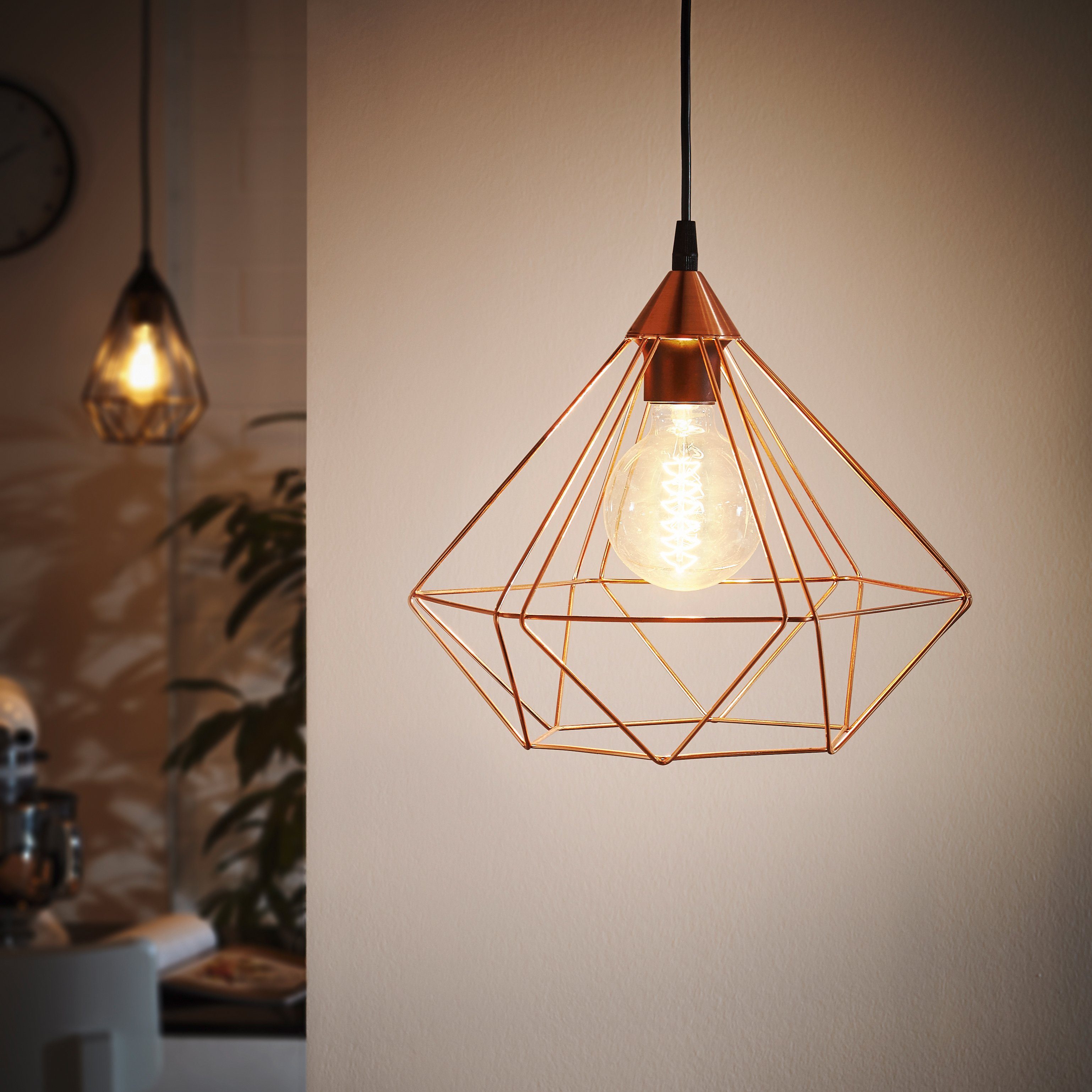 EGLO Hängeleuchte TARBES Pendellampe, Kunststoff und Stahl, E27, IP20, Vintage, Lampe, ohne Leuchtmittel, Vintage Pendelleuchte, Retro Look, Stahl, Kunststoff, E27, Ø32,5 cm
