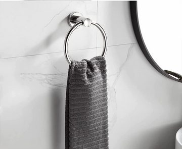 Ailiebe Design Handtuchring Edelstahl-Handtuchhalter inkl. Sekundenkleber Installation ohne Bohren, Badezimmer- WC- Küche-Zubehör Gebürstetes Chrom Edelstahl Silber