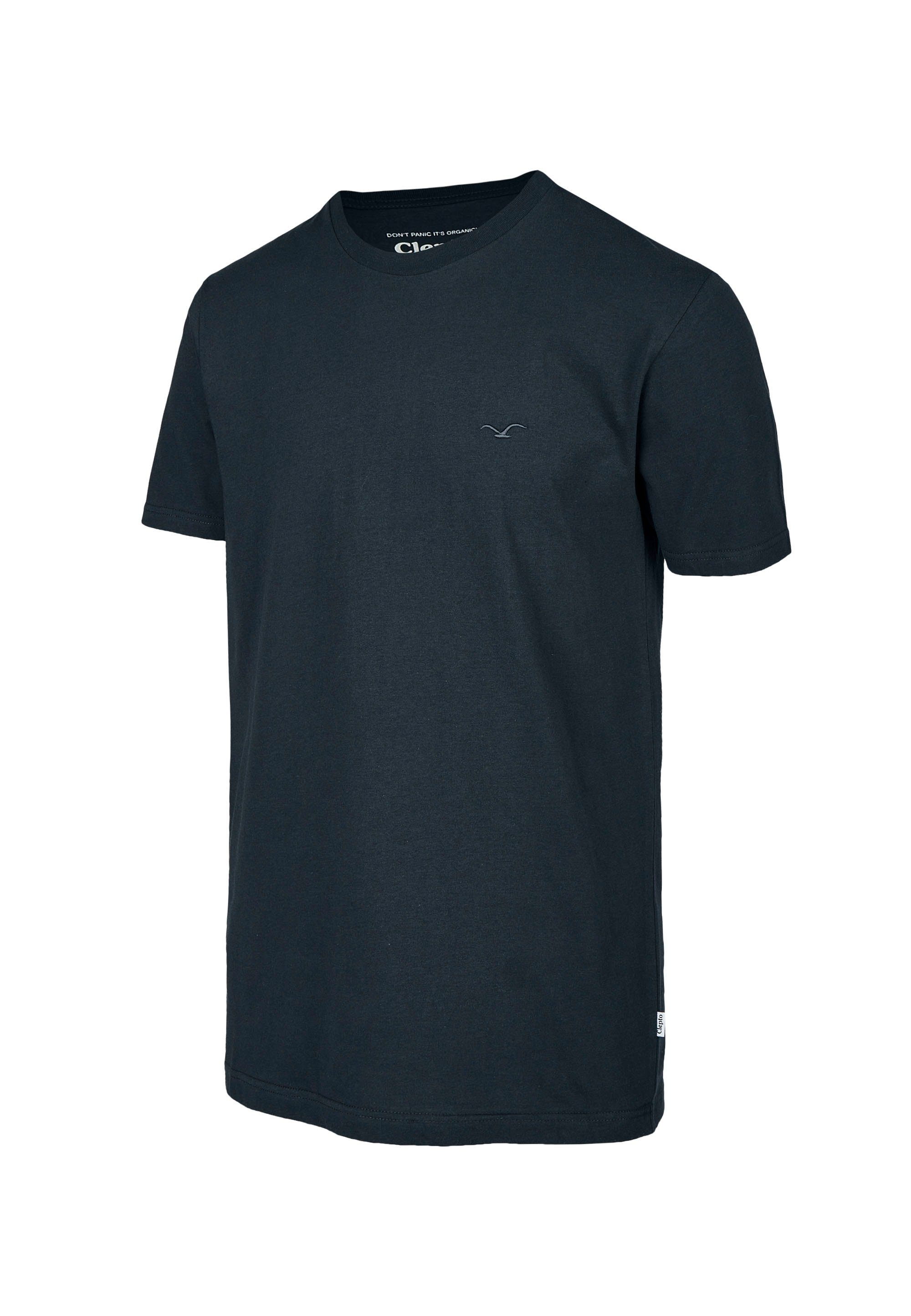 Cleptomanicx T-Shirt Ligull Regular Logo-Stickerei mit (1-tlg) kleiner grau-blau
