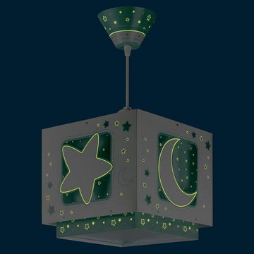 Dalber Deckenleuchte Kinderzimmer Pendelleuchte Moonlight in Grün fluoreszierend E27, keine Angabe, Leuchtmittel enthalten: Nein, warmweiss, Kinderzimmerlampe, Kinderleuchte