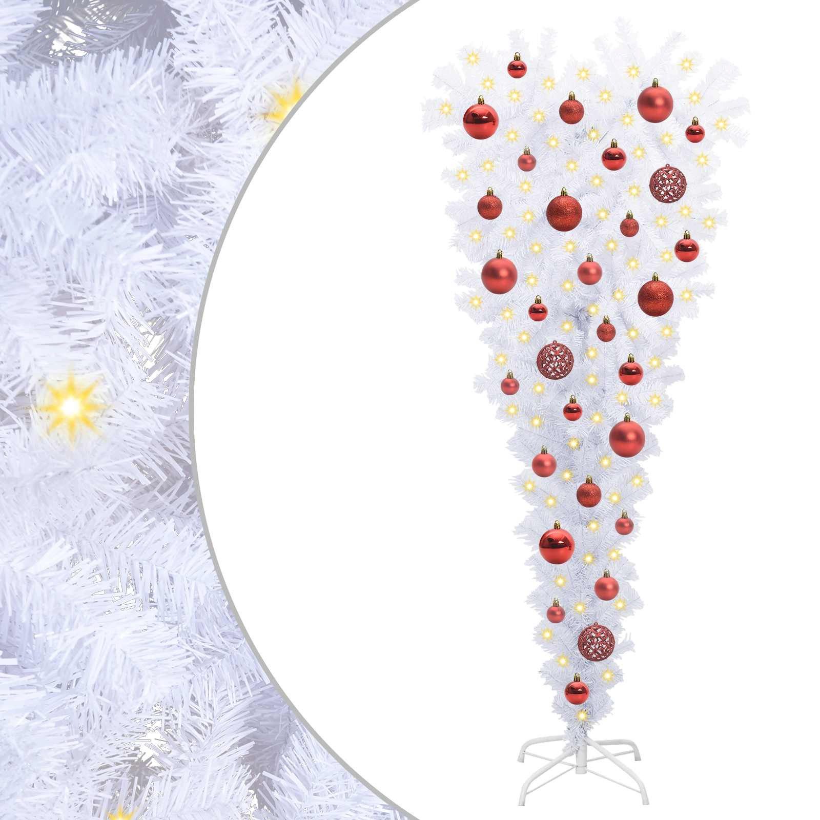 vidaXL Künstlicher Weihnachtsbaum Künstlicher Weihnachtsbaum Weiß 120 cm PVC und Stahl
