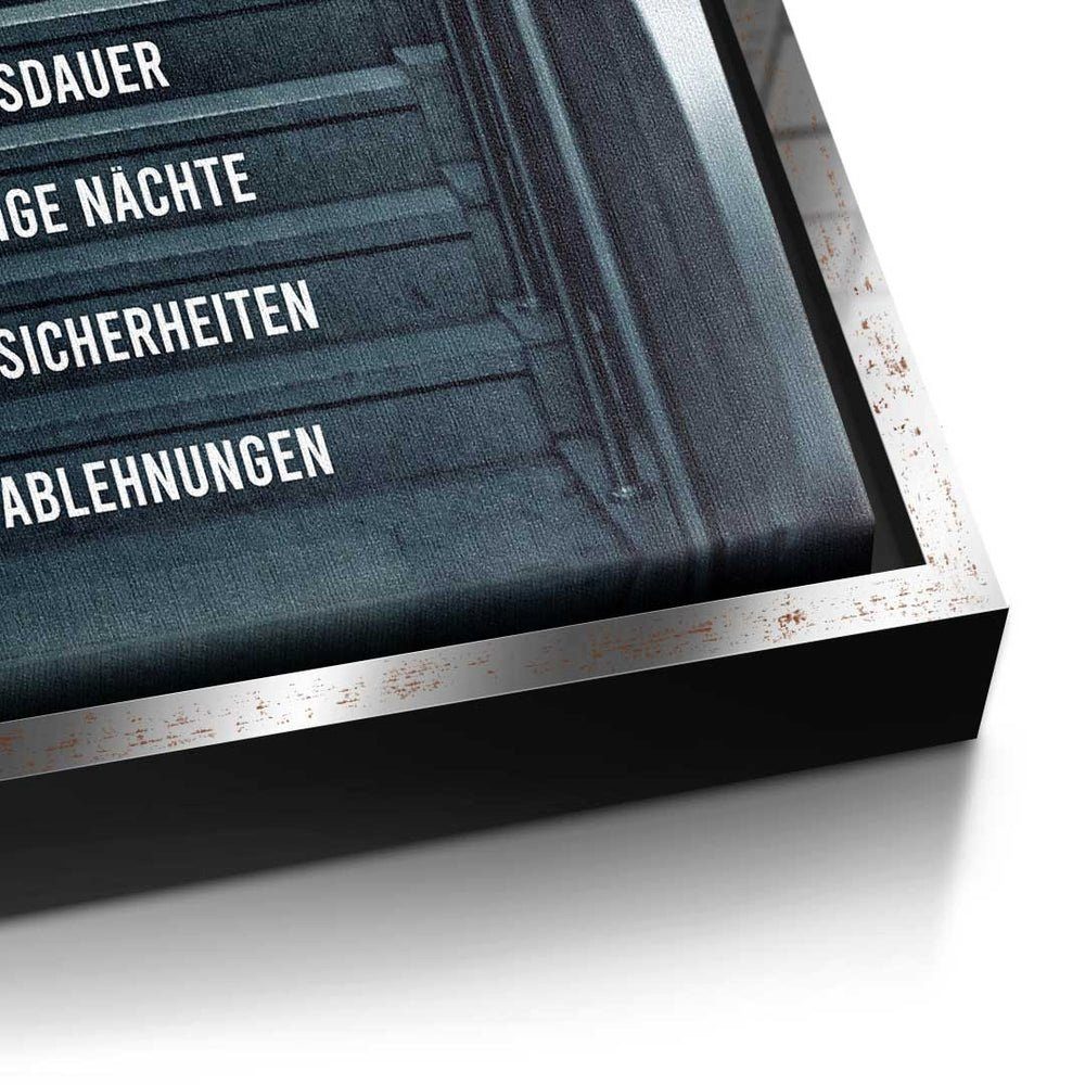 DOTCOMCANVAS® Leinwandbild, Deutsch, Premium Leinwandbild des Motivation weißer Rolltreppe - Erfolgs Rahmen - - Mindset