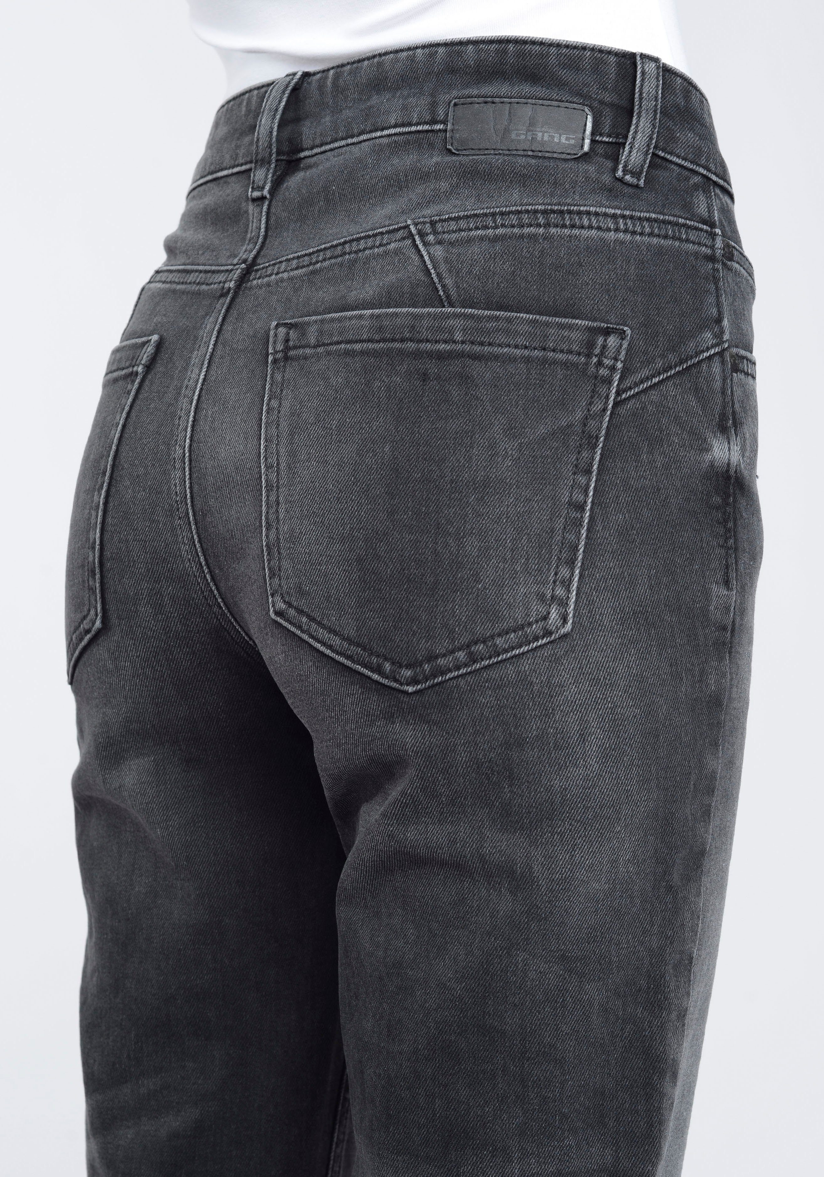 GANG Mom-Jeans 94ORA verkürzter 2-Knopf-Verschluss Grey Vintage Beinlänge mit