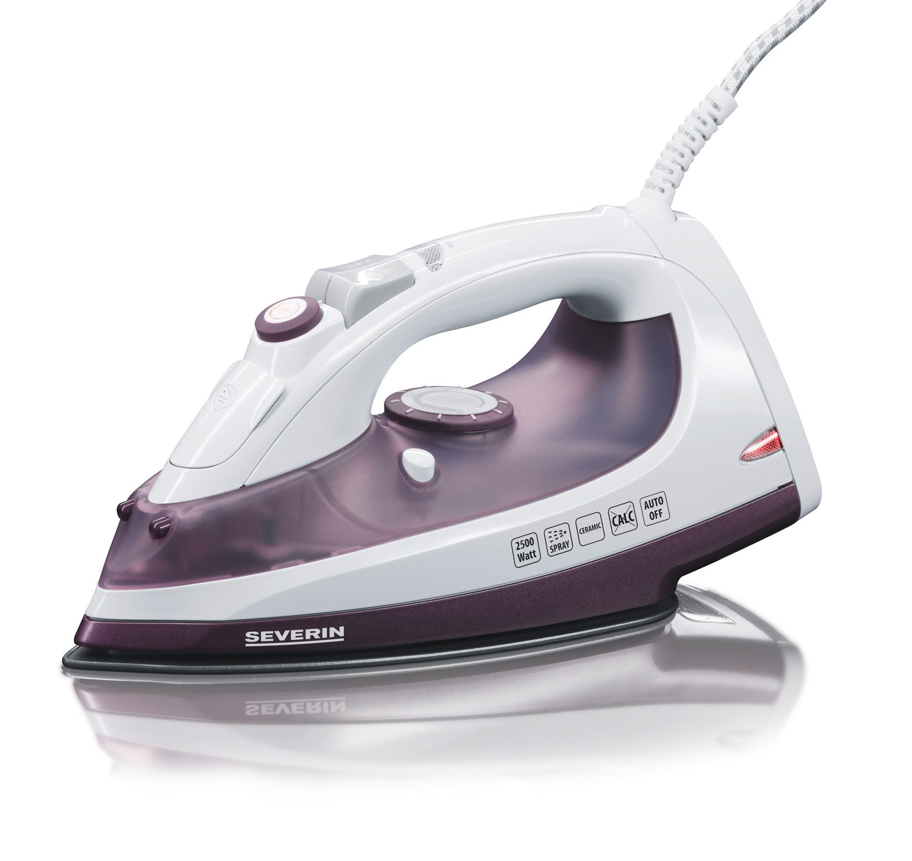 Severin Dampfbügeleisen BA 3210, 2500 W, keramikbeschichtete Bügelsohle Antihafteffekt, 70g/min Dampfstoß, lila