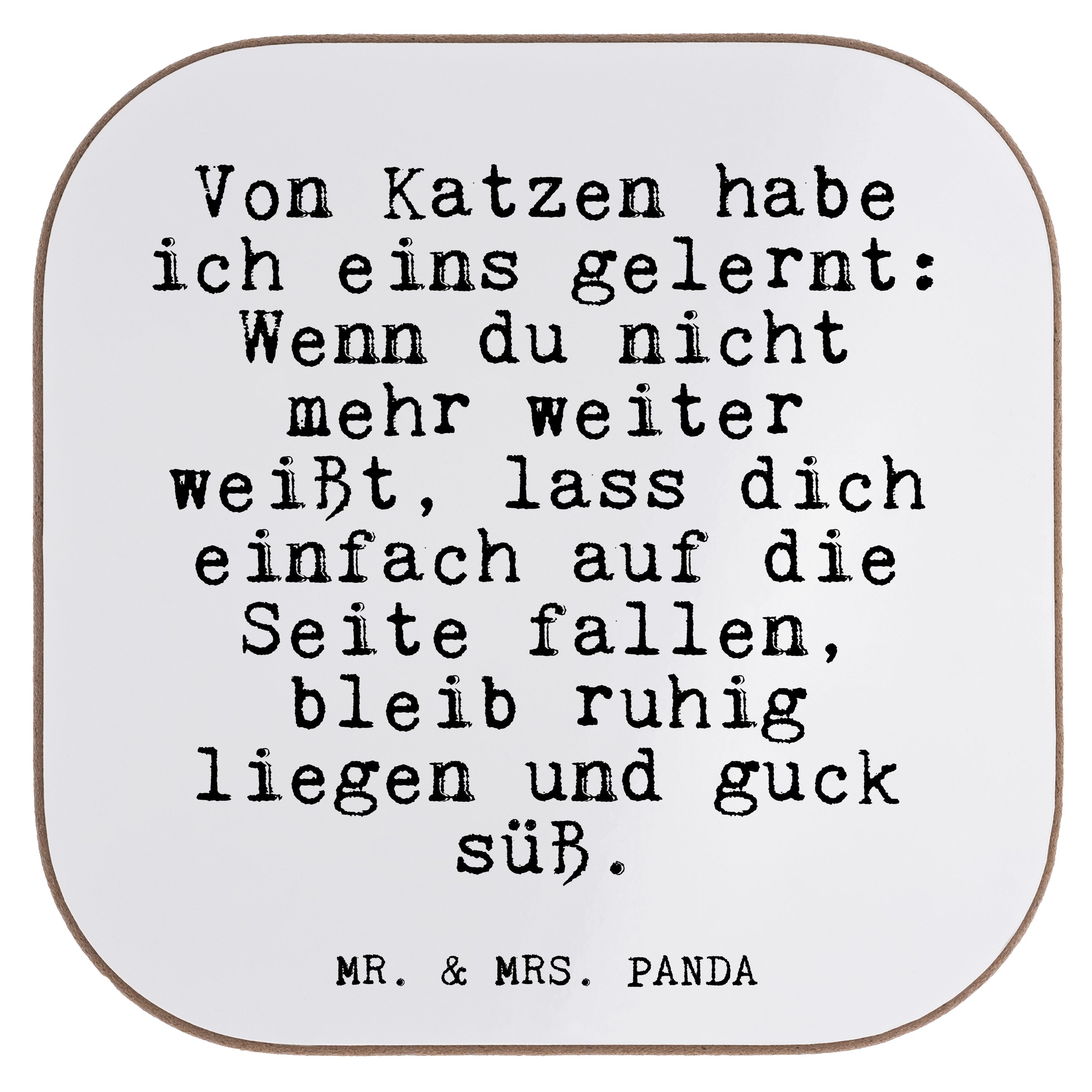 Mr. & Mrs. Panda Getränkeuntersetzer Von Katzen habe ich... - Weiß - Geschenk, süß, Glizer Spruch Sprüche, 1-tlg.