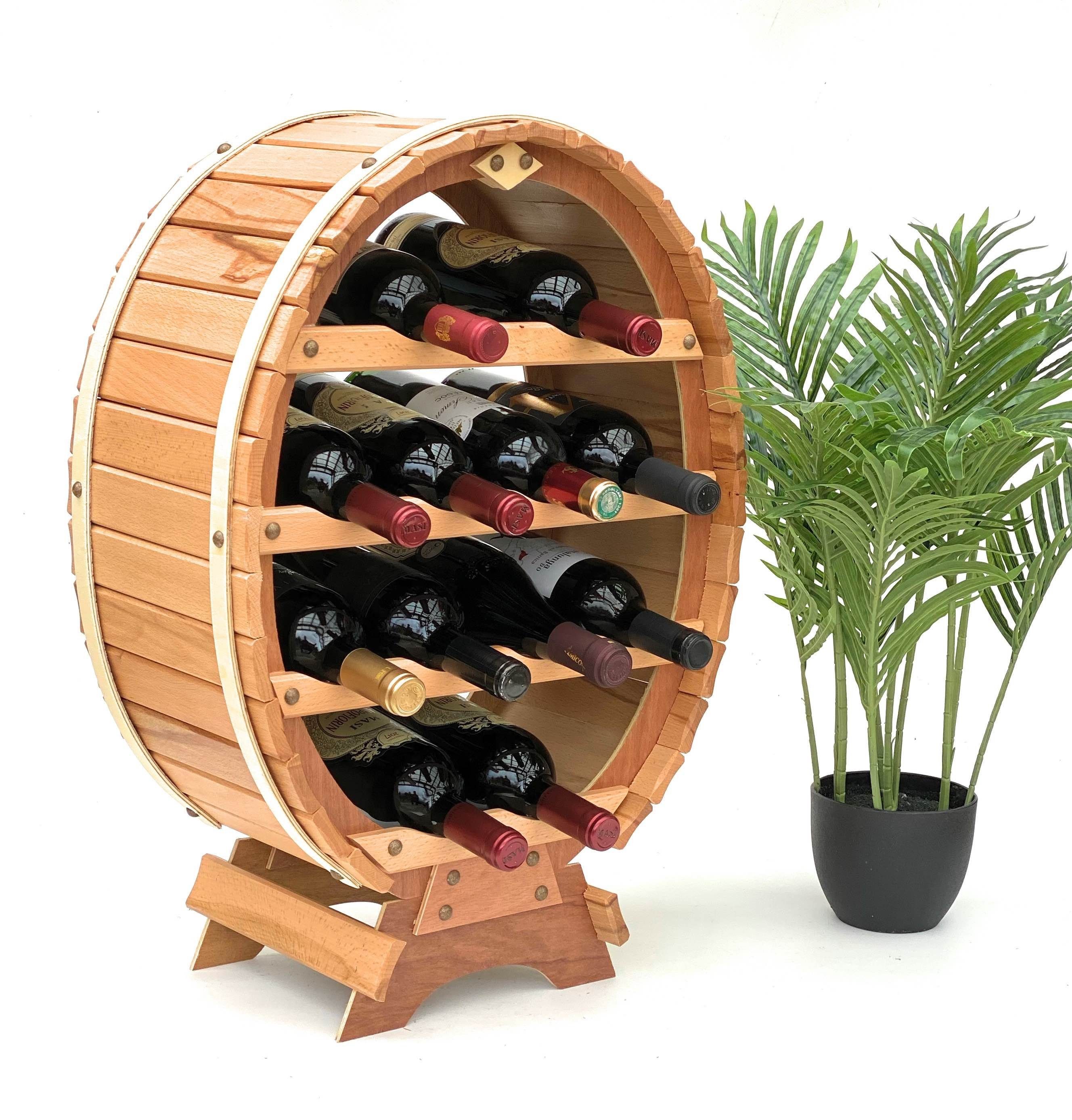 DanDiBo Weinregal »Weinregal Holz Weinfass für 12 Flaschen Natur lackiert  Bar Flaschenständer Fass Flaschenhalter Flaschenregal« online kaufen | OTTO