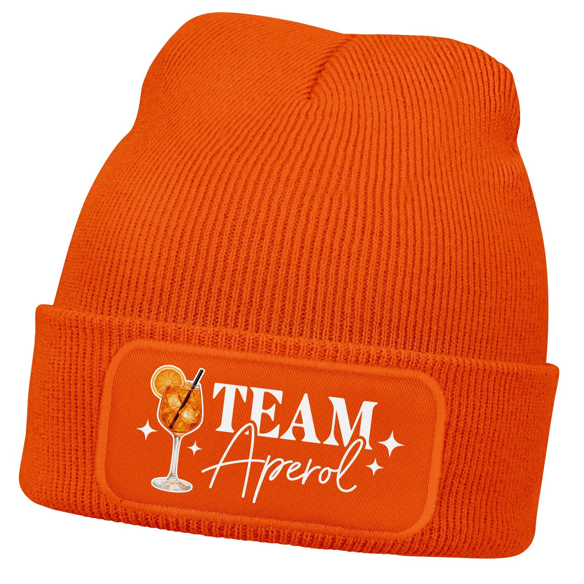 MoonWorks Strickmütze Damen Beanie - Team Aperol - Patch Strickmütze mit Sp günstig online kaufen