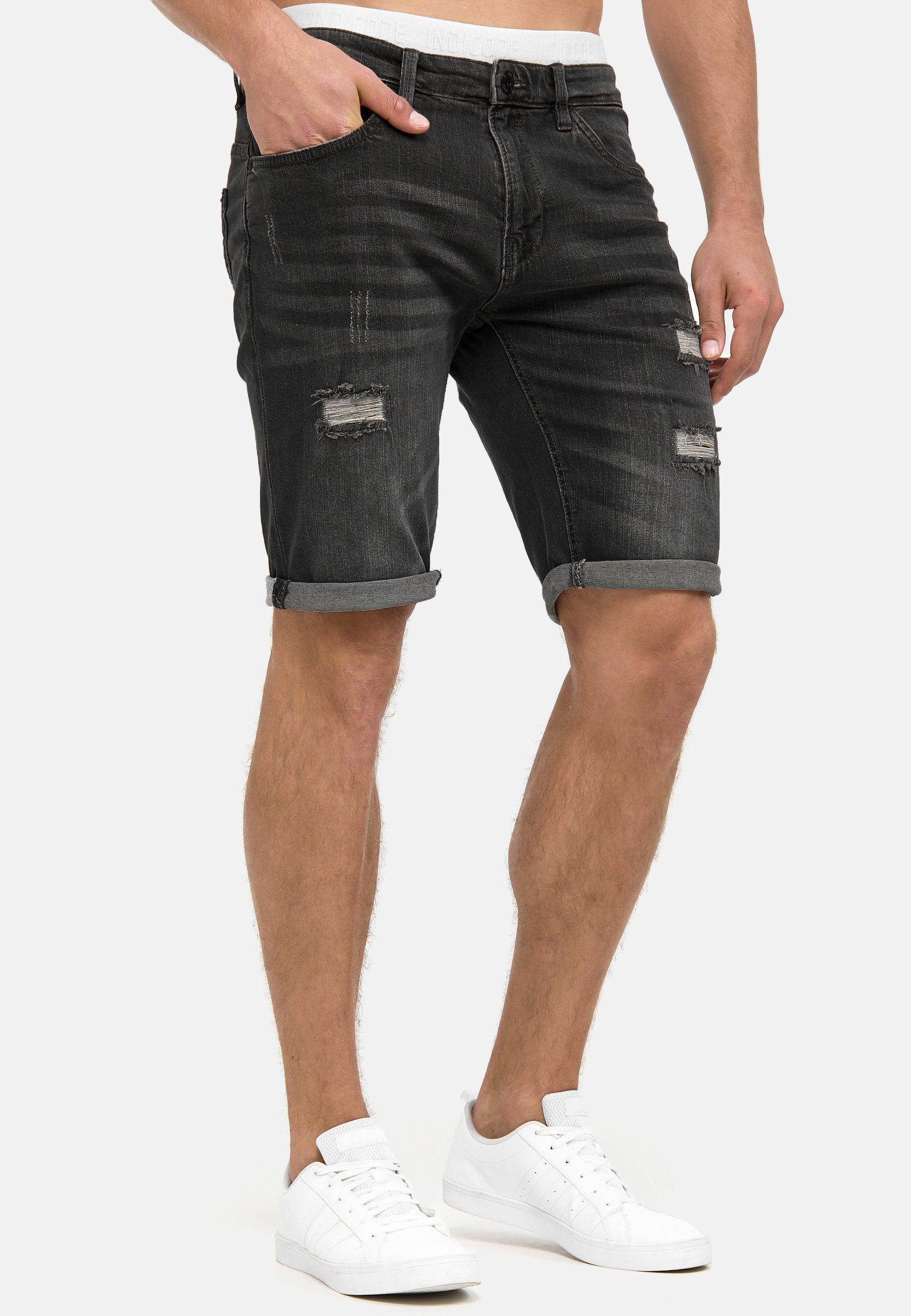 Indicode Jeansshorts Herren Caden Jeans Shorts Herrenshorts mit 5 Taschen, Denimstyle